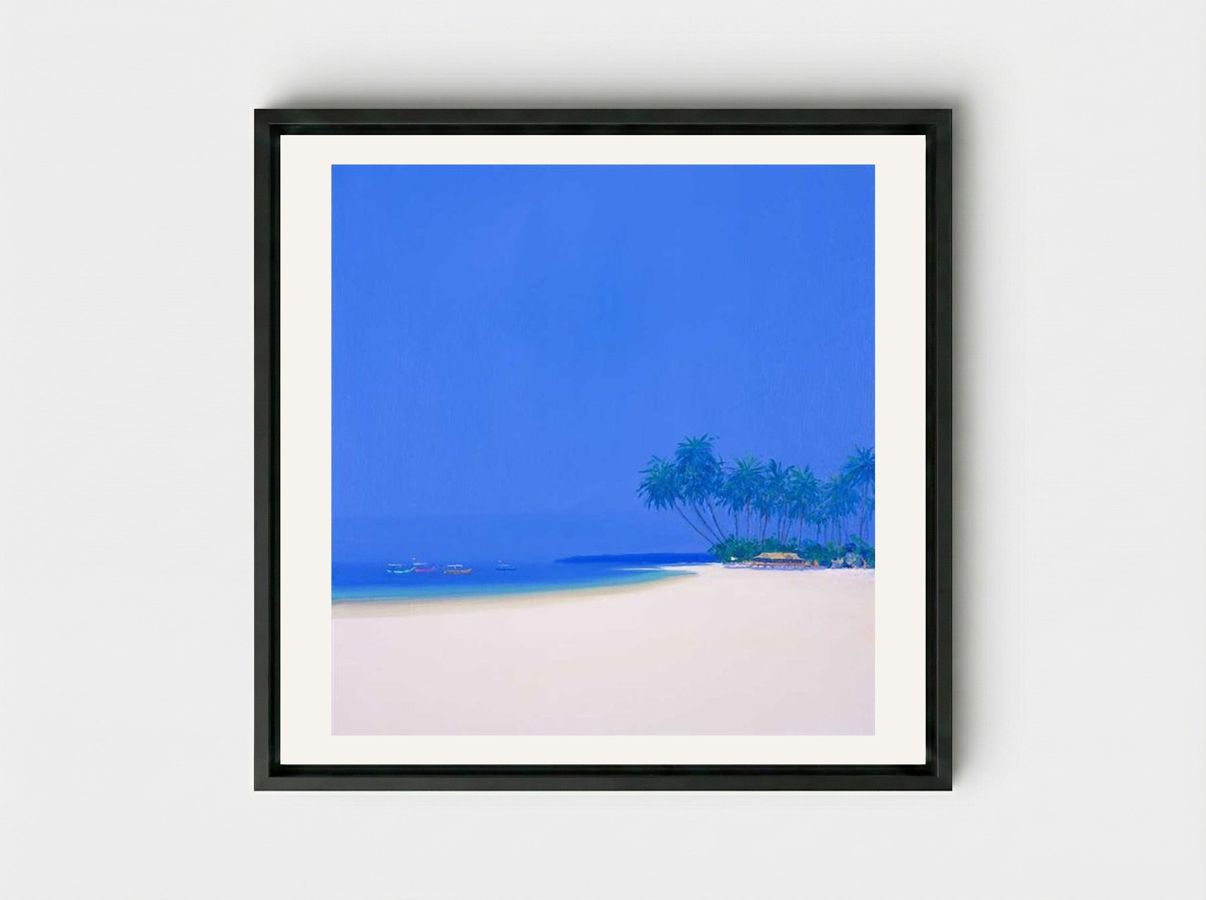 Coconut Beach - John Miller - Framed Canvas Black