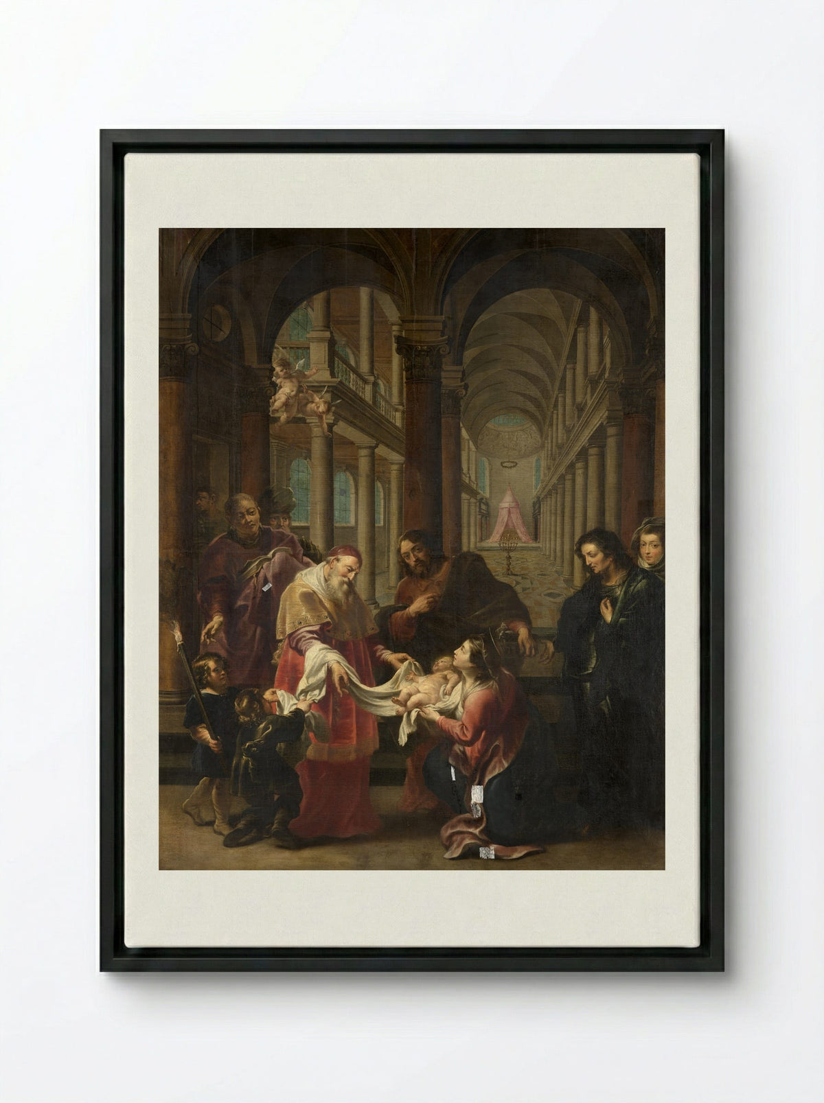 The Coronation of the Virgin by the Christ Child - Cornelis Schut (I) - Framed Canvas Black