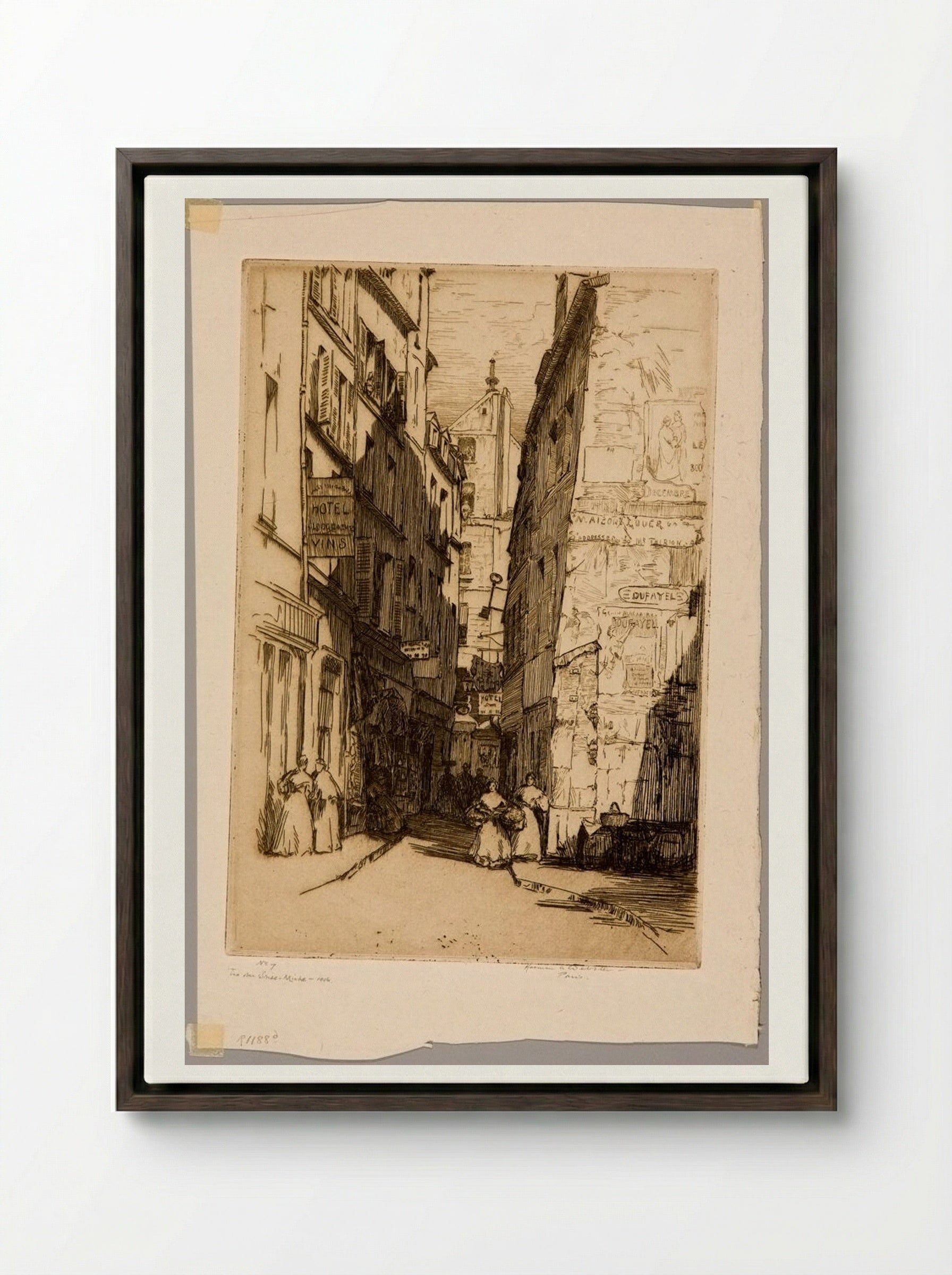 Rue Brisemiche, Paris - Herman Armour Webster - Framed Canvas Dark Wood