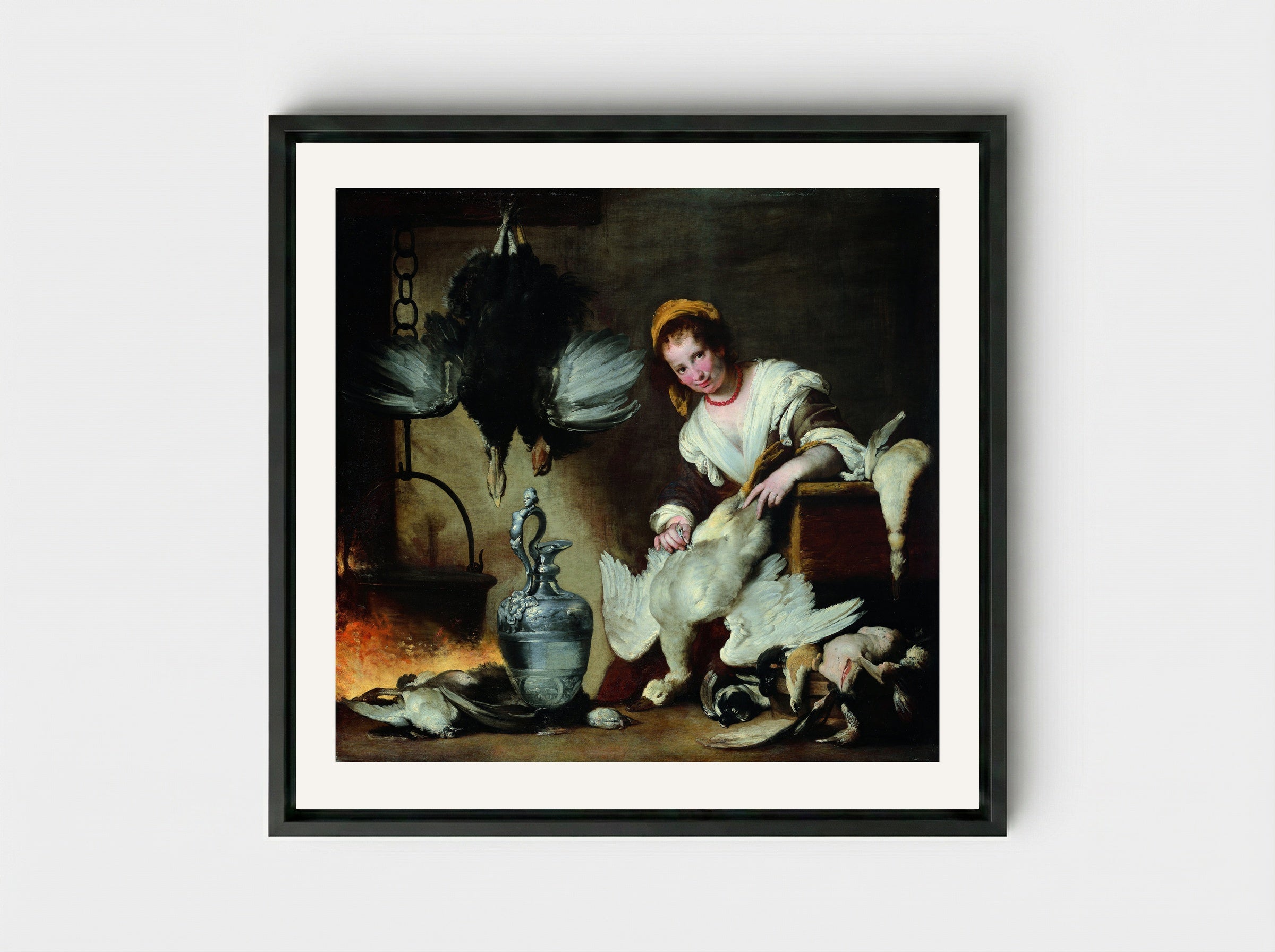 The Cook - Bernardo Strozzi - Framed Canvas Black