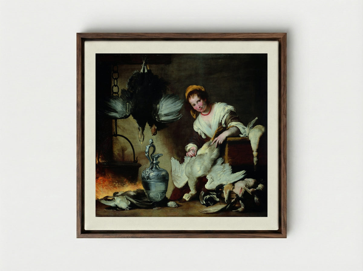 The Cook - Bernardo Strozzi - Framed Canvas Dark Wood