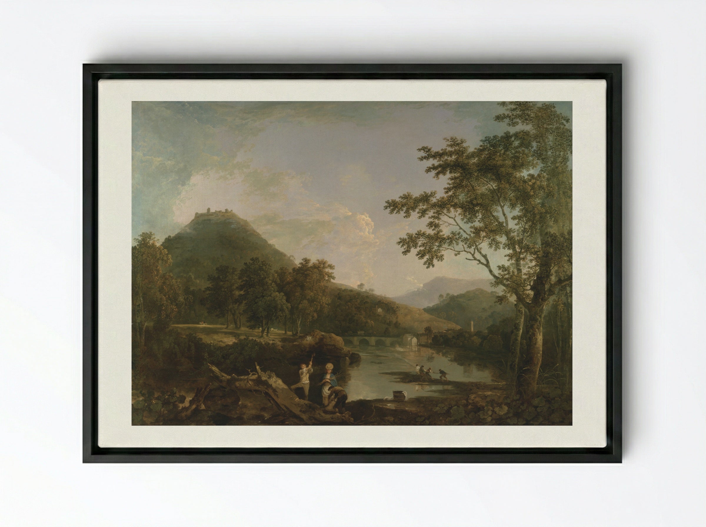 Dinas Bran from Llangollen - Richard Wilson - Framed Canvas Black