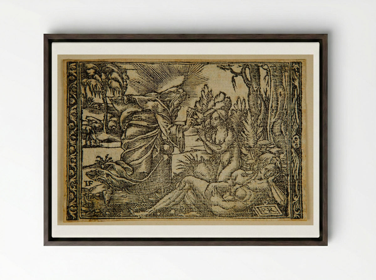 Creation of Eve - Master PR - Framed Canvas Dark Wood