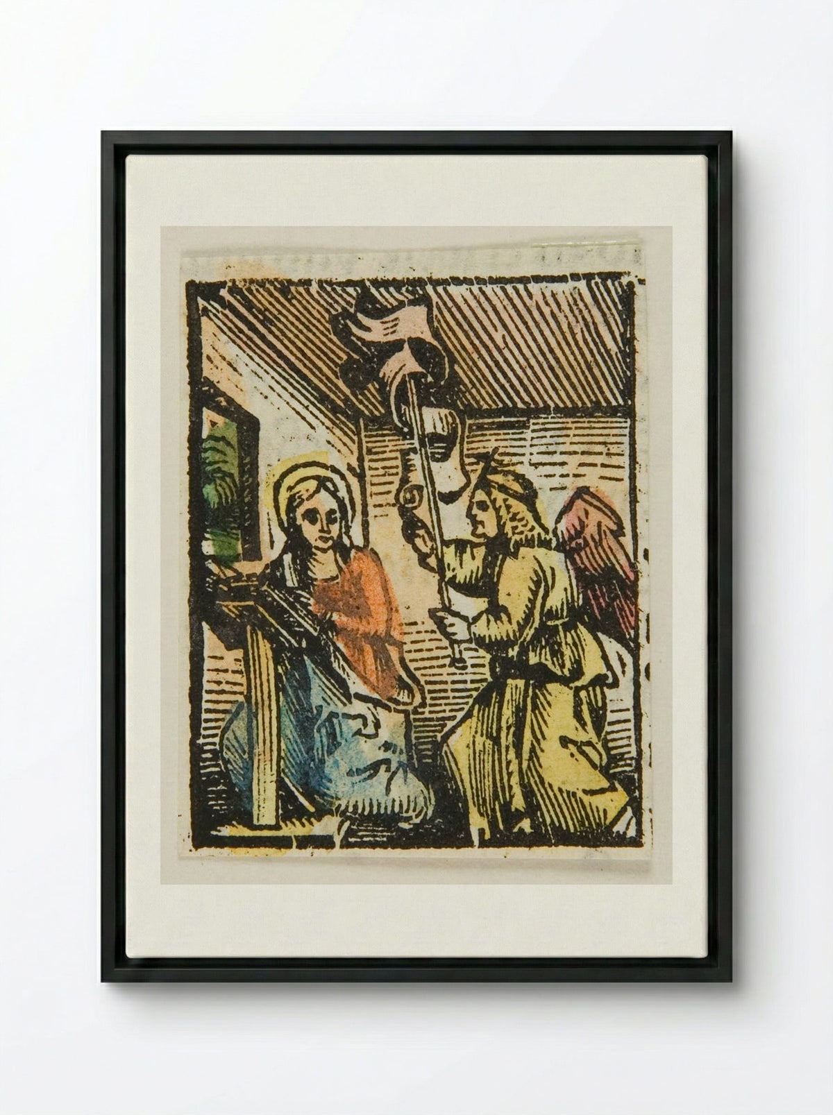The Annunciation - Urs Graf - Framed Canvas Black