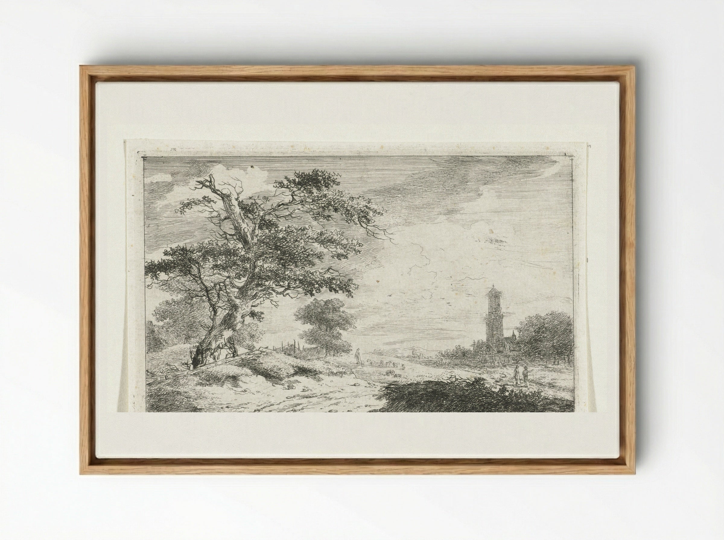 Kerktoren bij zandvlakte - Hermanus van Brussel - Framed Canvas Wood