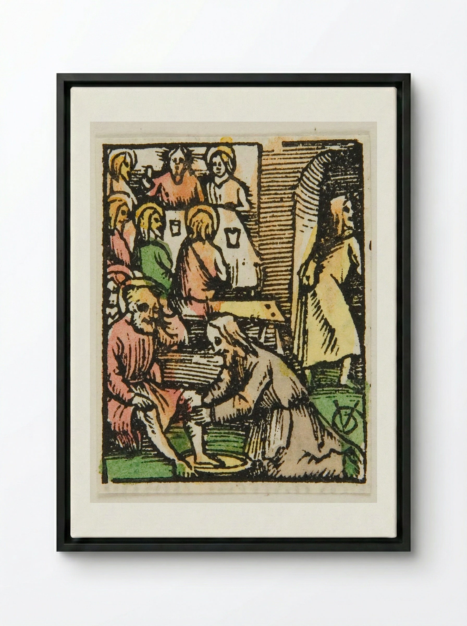 Christ Washing the Feet of His Disciples - Urs Graf - Framed Canvas Black