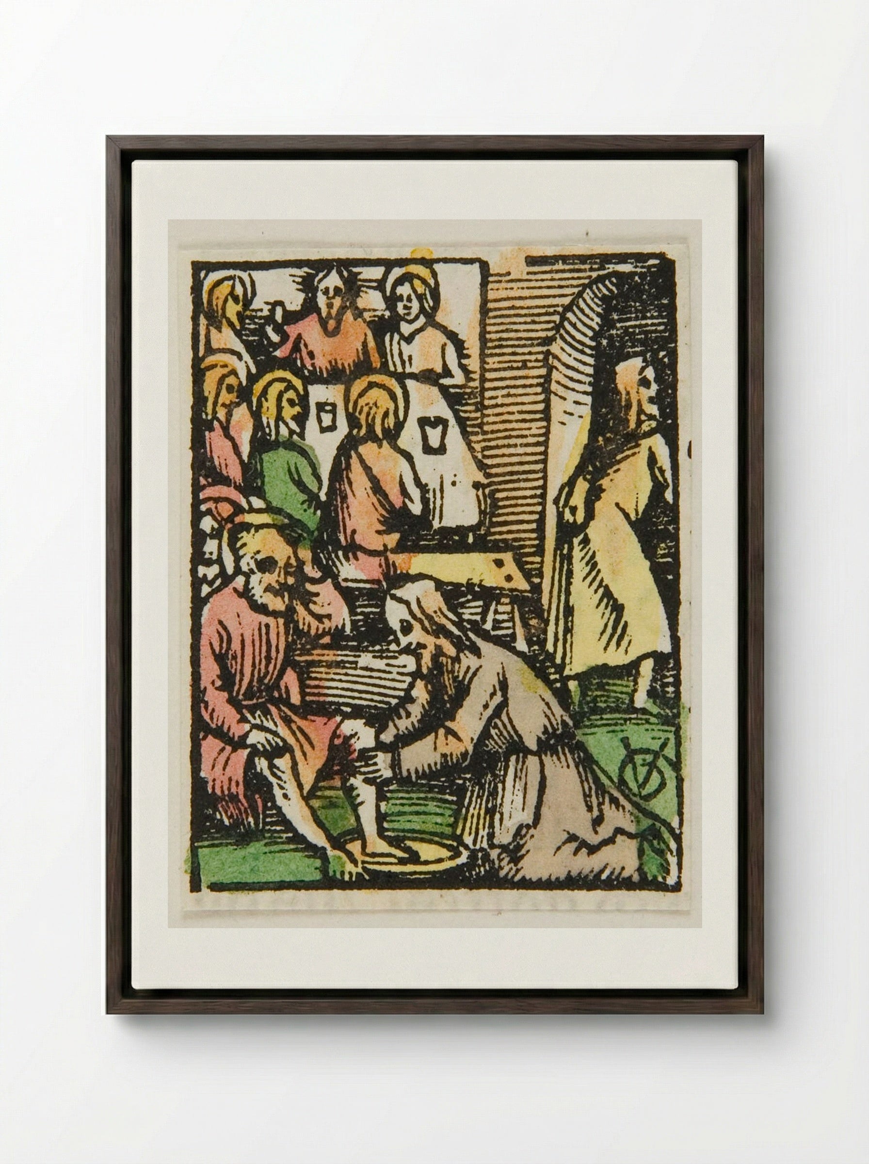 Christ Washing the Feet of His Disciples - Urs Graf - Framed Canvas Dark Wood