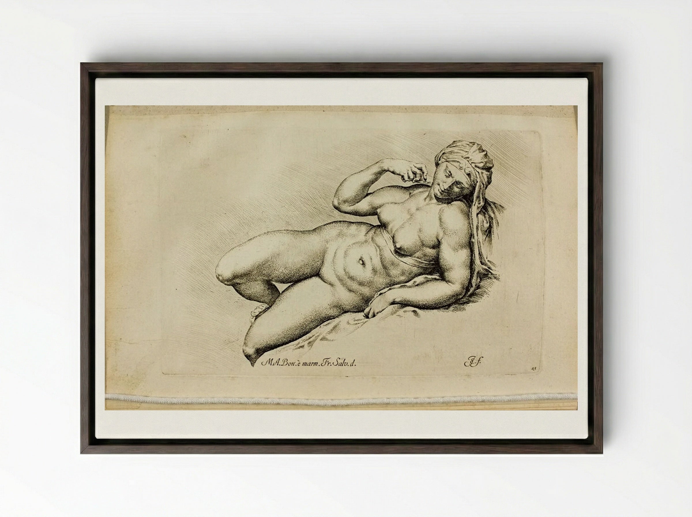 Plate 23: Aurora (Dawn) - Jan de Bisschop - Framed Canvas Dark Wood
