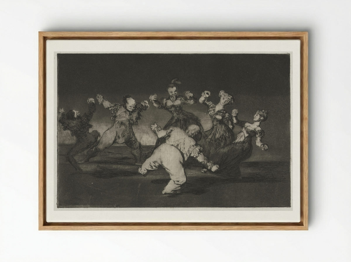 The Proverbs: If Marion Will Dance, Then She Has to Take the Consequences - Francisco de Goya - Framed Canvas Wood