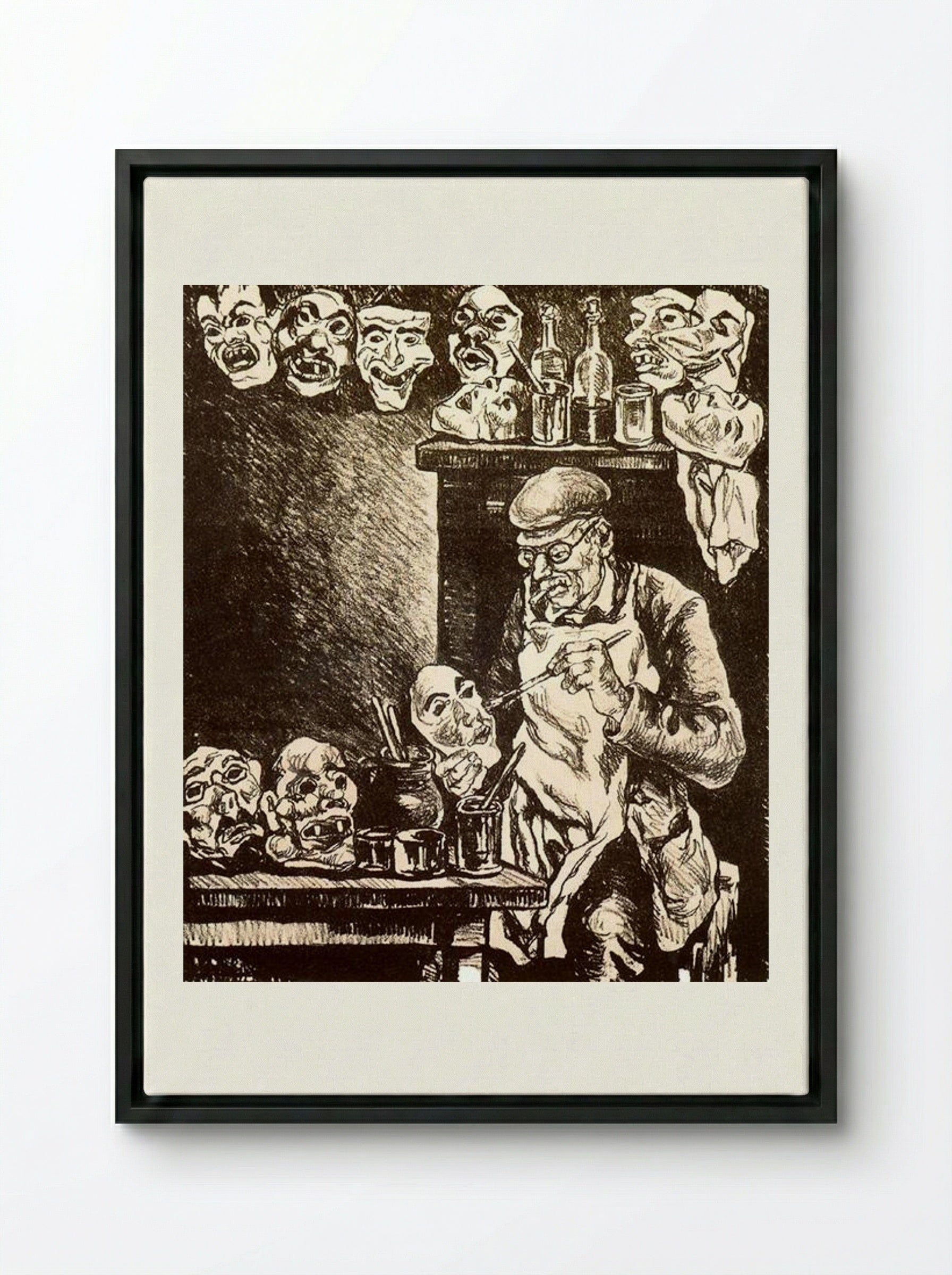 The Designer of Masks - José Gutiérrez Solana - Framed Canvas Black