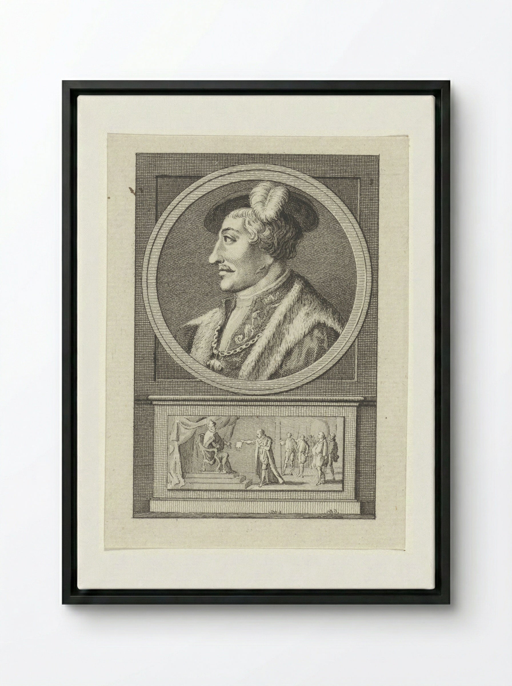 Portrait of an Unknown Man - Reinier Vinkeles - Framed Canvas Black