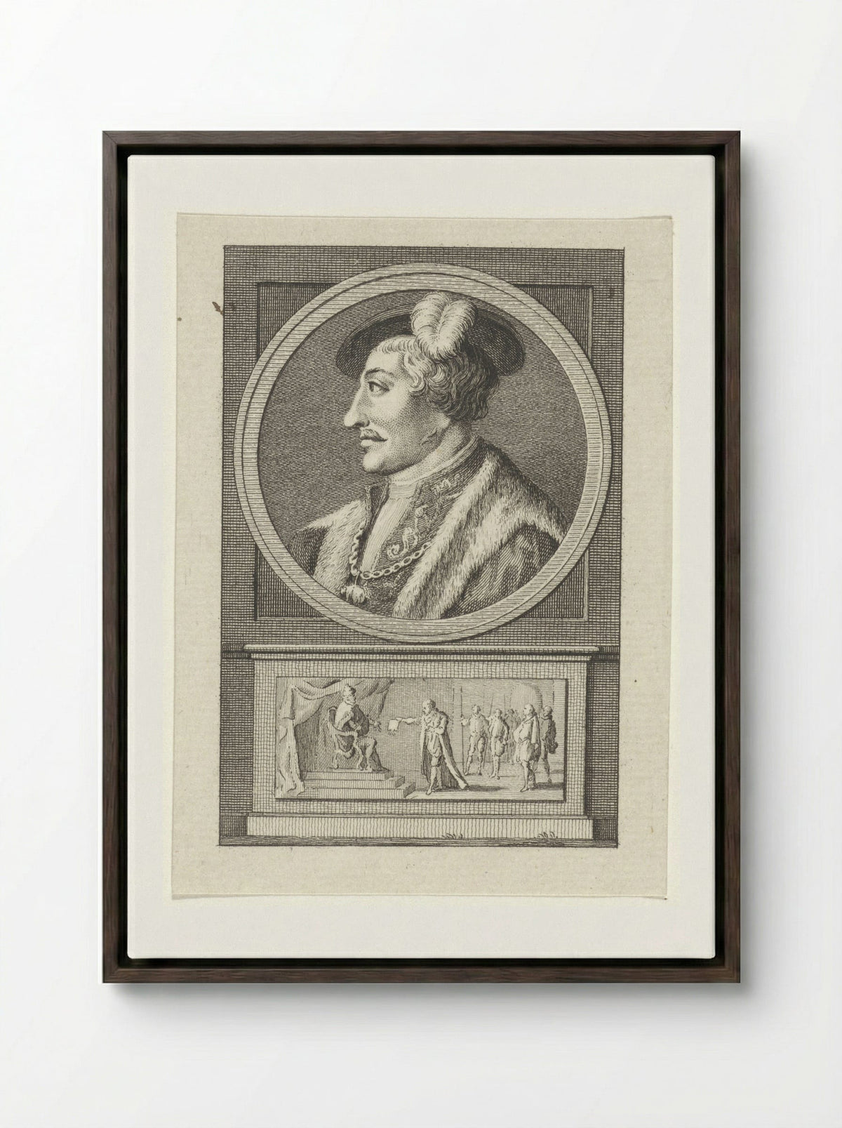 Portrait of an Unknown Man - Reinier Vinkeles - Framed Canvas Dark Wood