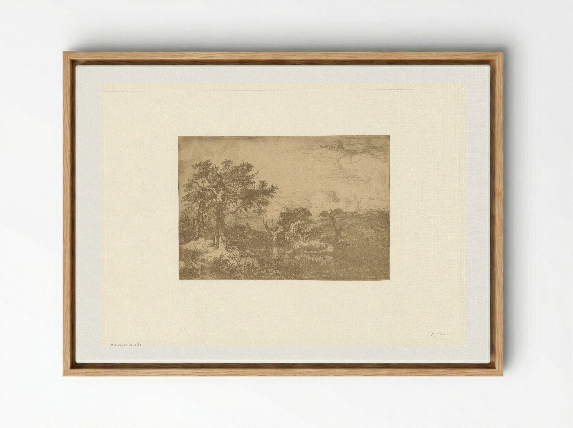 Hilly Landscape with Trees and a Windmill near Deopham - John Crome - Framed Canvas Wood