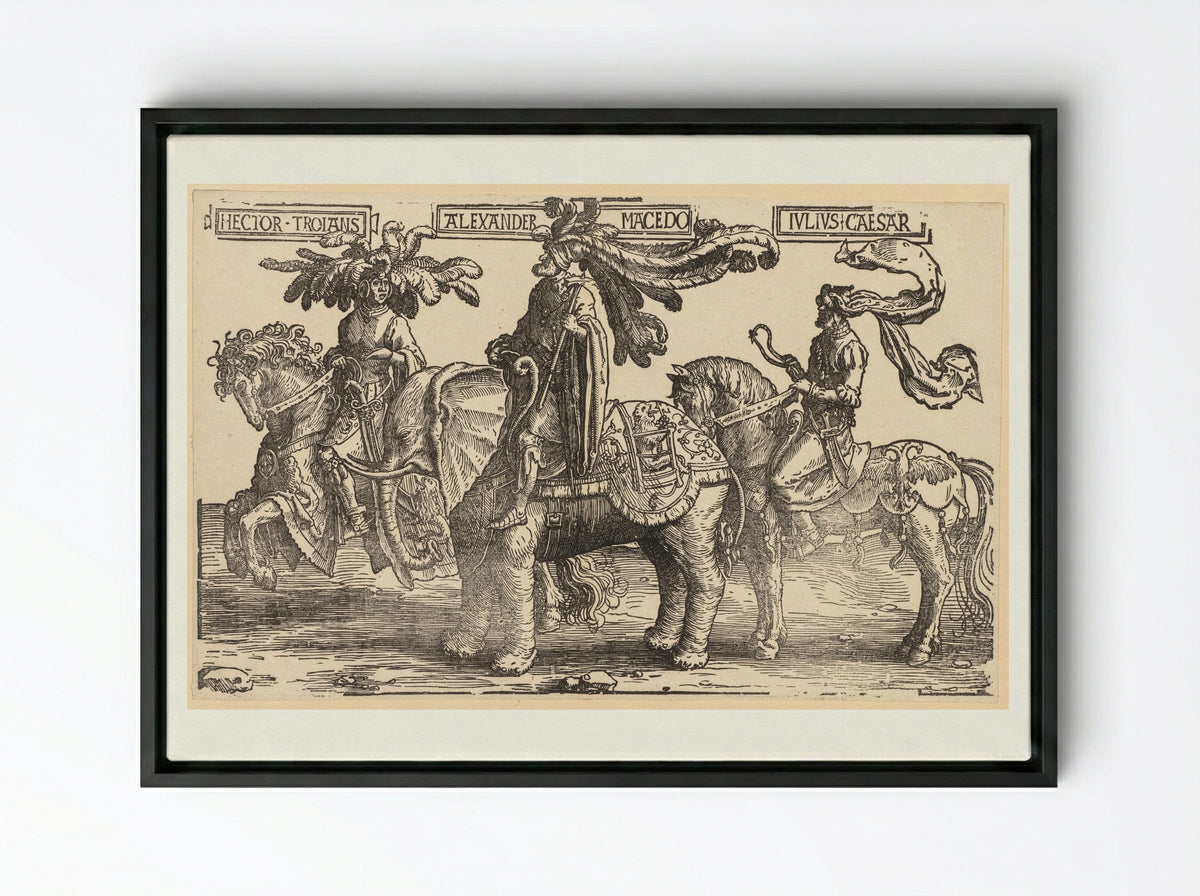 The Nine Heroes - Lucas van Leyden - Framed Canvas Black