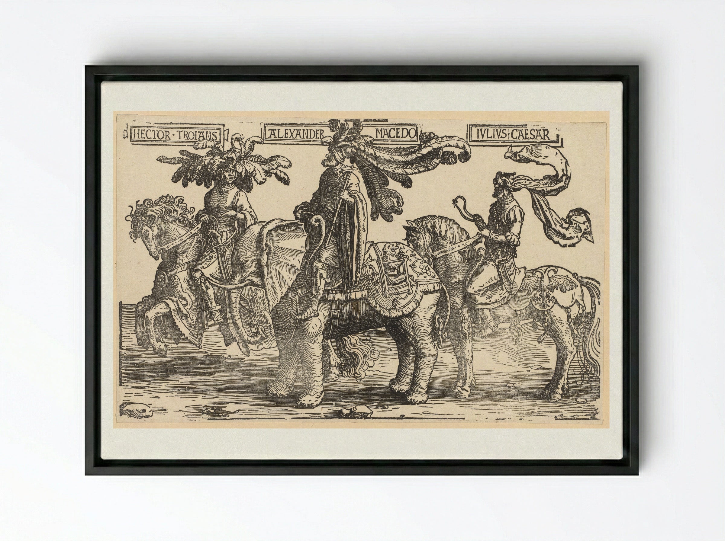 The Nine Heroes - Lucas van Leyden - Framed Canvas Black