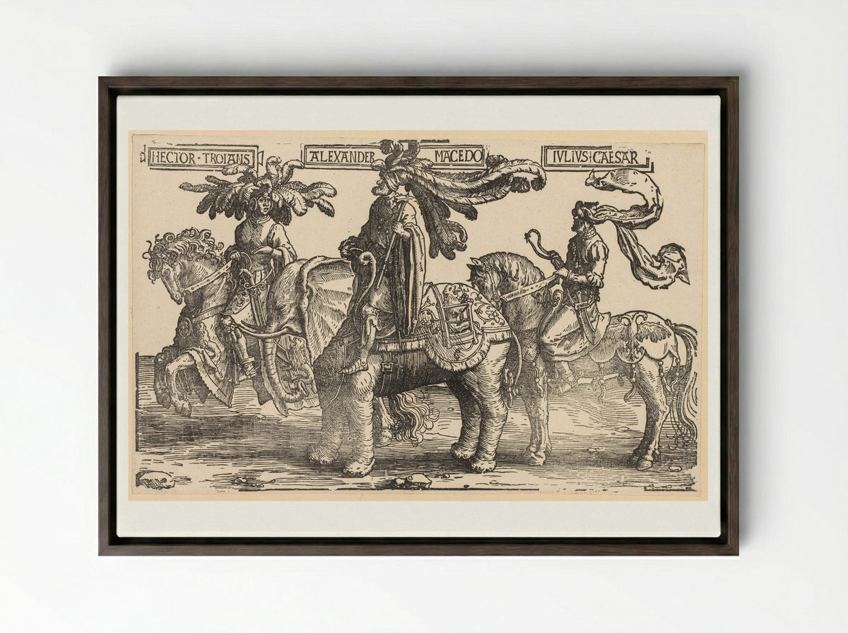 The Nine Heroes - Lucas van Leyden - Framed Canvas Dark Wood