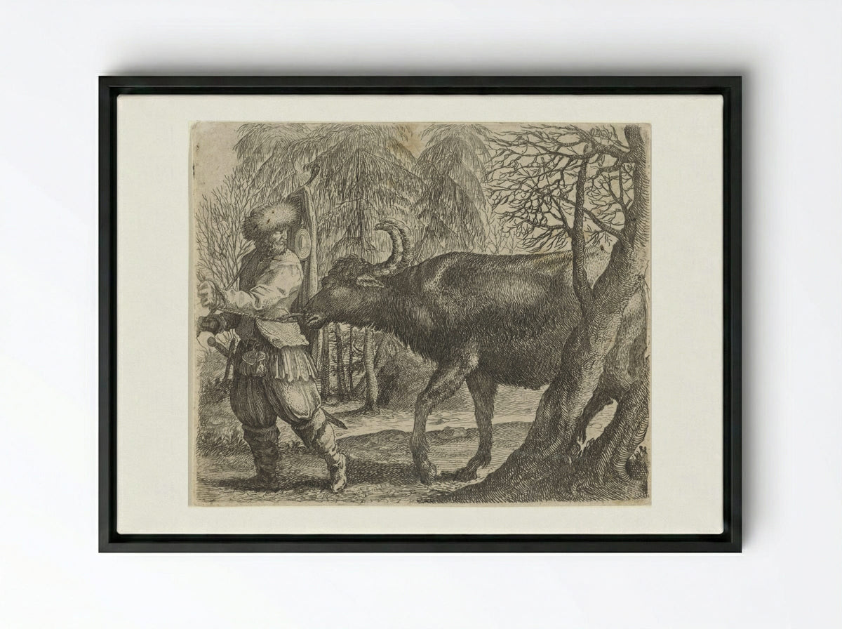 Fabel van de buffel en de boer - Aegidius Sadeler (II) - Framed Canvas Black
