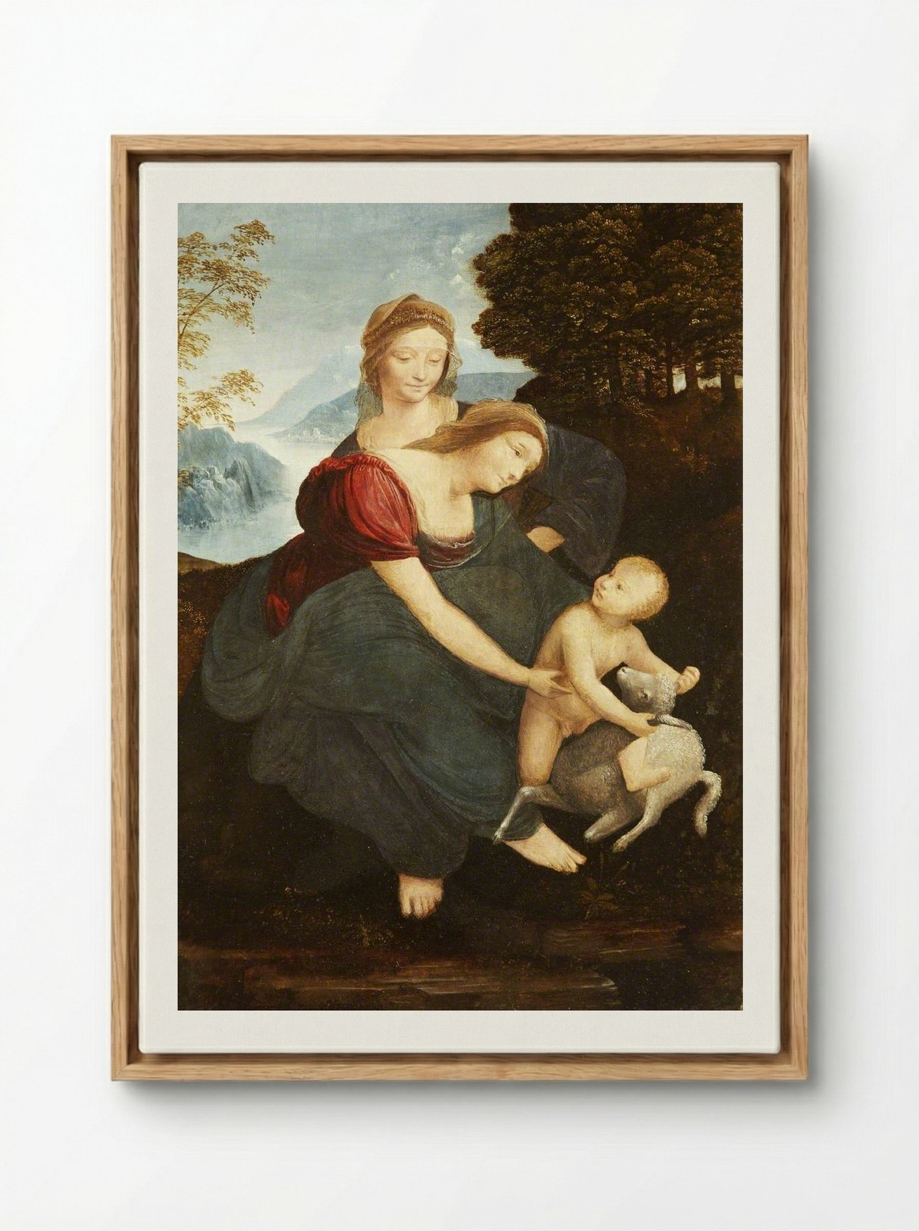 The Virgin and Child with Saint Anne - Leonardo da Vinci - Framed Canvas Wood