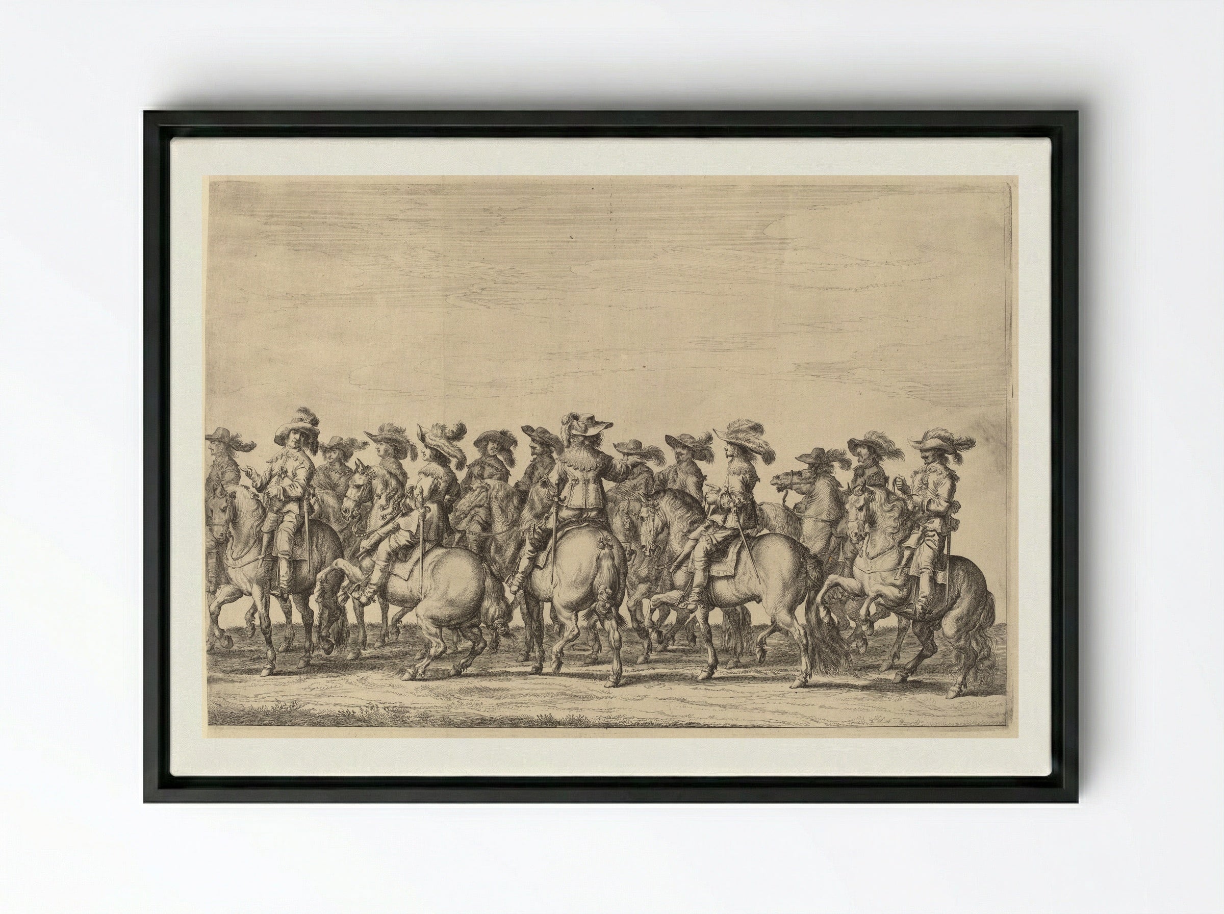 Marie de Medici in her Carriage, Surrounded by Courtiers - Pieter Nolpe - Framed Canvas Black