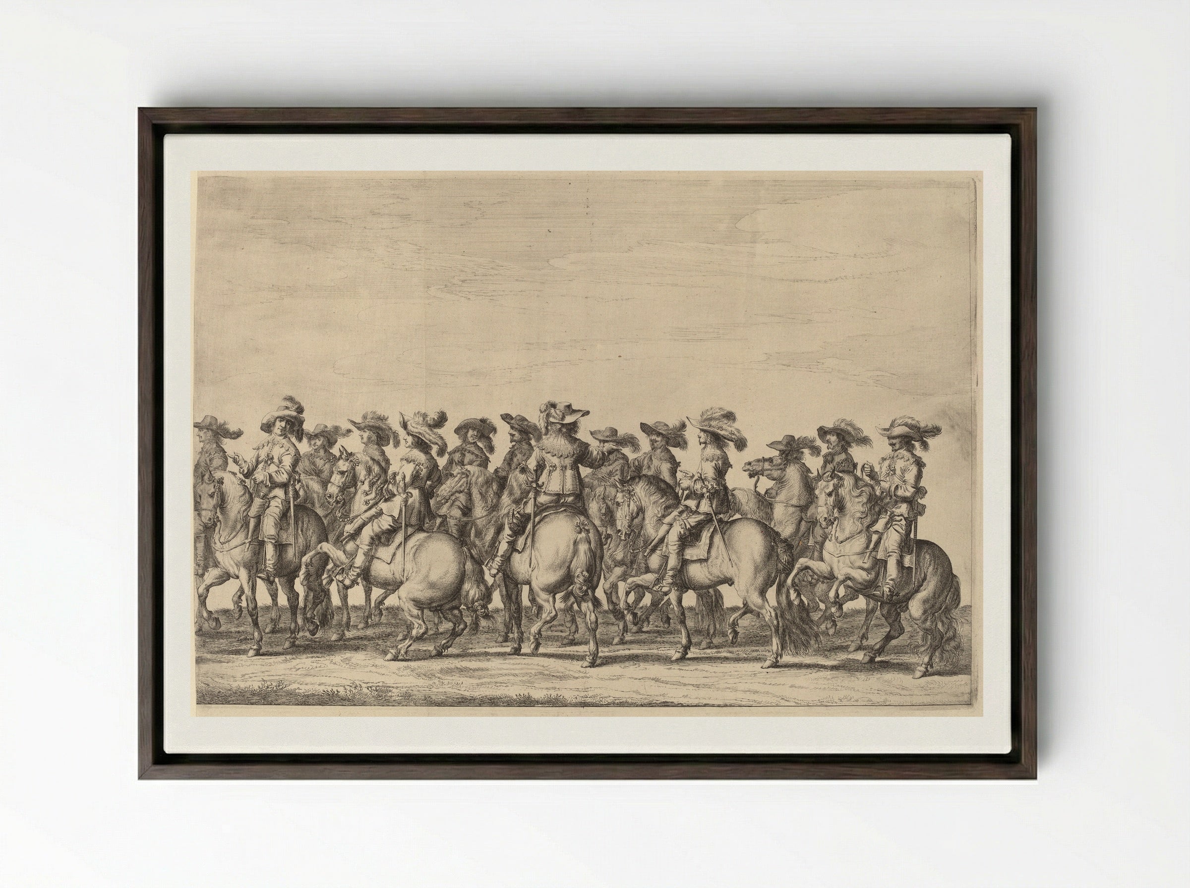 Marie de Medici in her Carriage, Surrounded by Courtiers - Pieter Nolpe - Framed Canvas Dark Wood