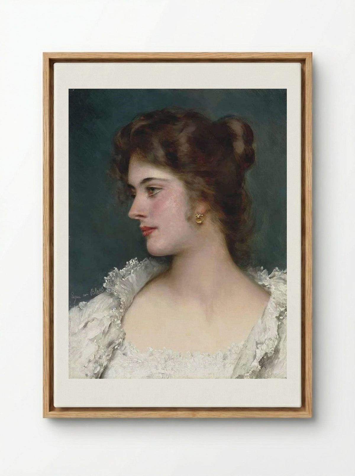 Young Italian Beauty - Eugene de Blaas - Framed Canvas Wood