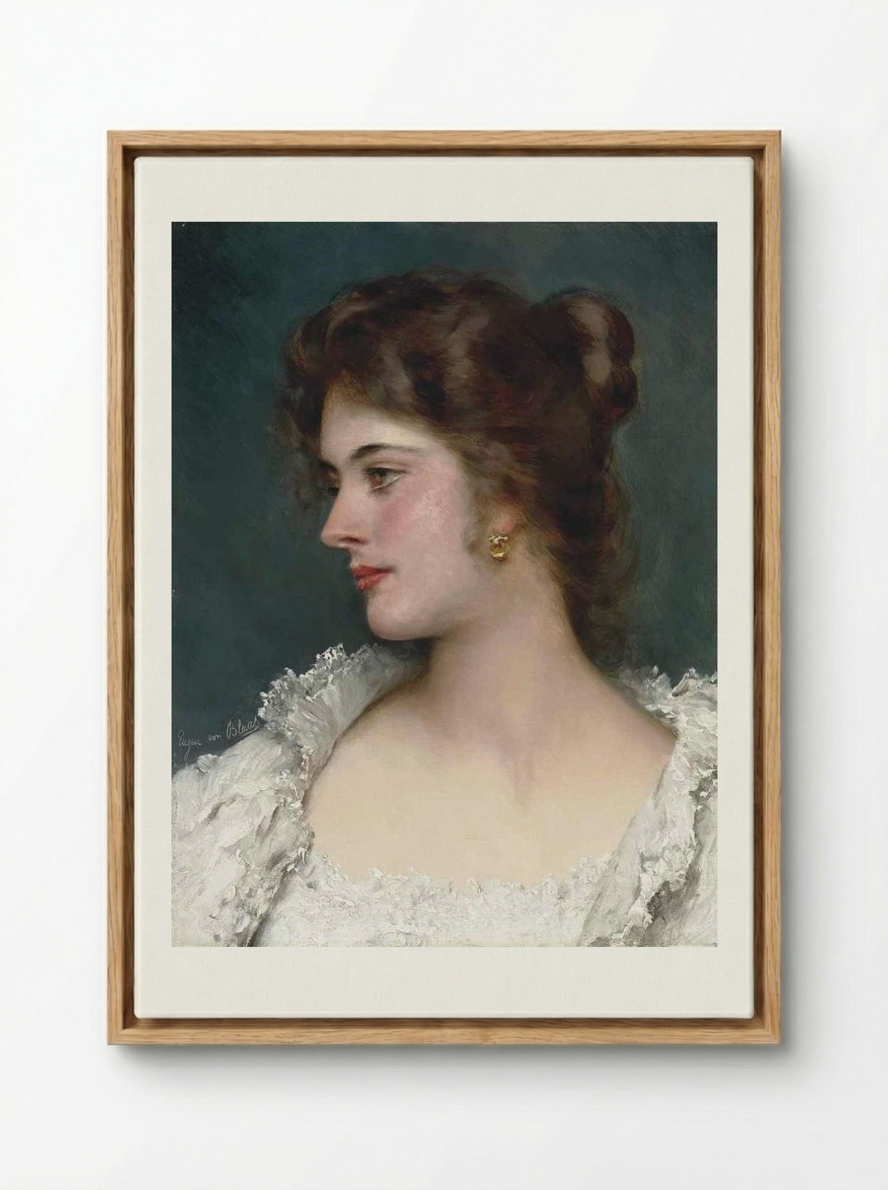 Young Italian Beauty - Eugene de Blaas - Framed Canvas Wood