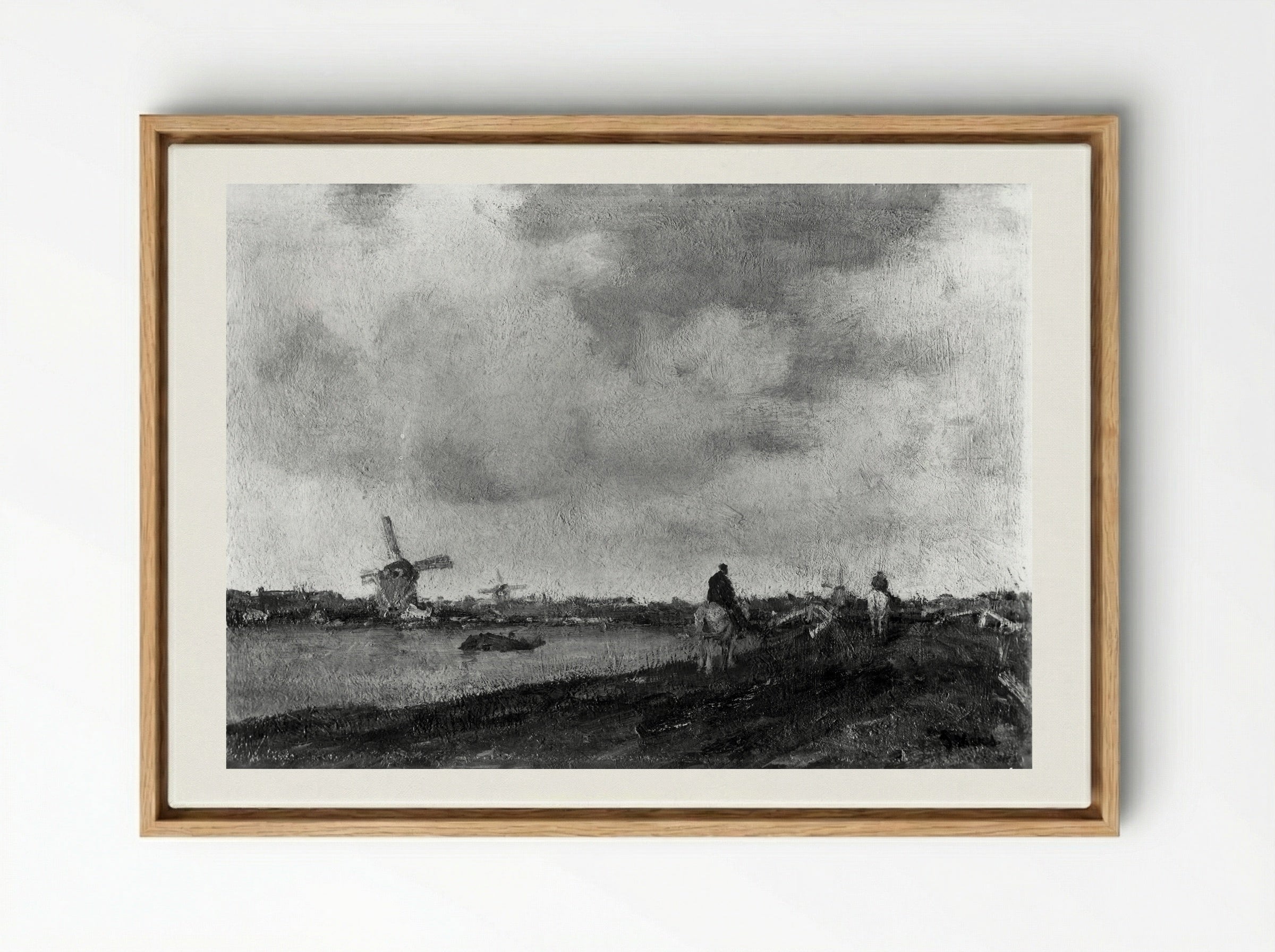 Windmills by a Canal - Jacob Maris - Framed Canvas Wood