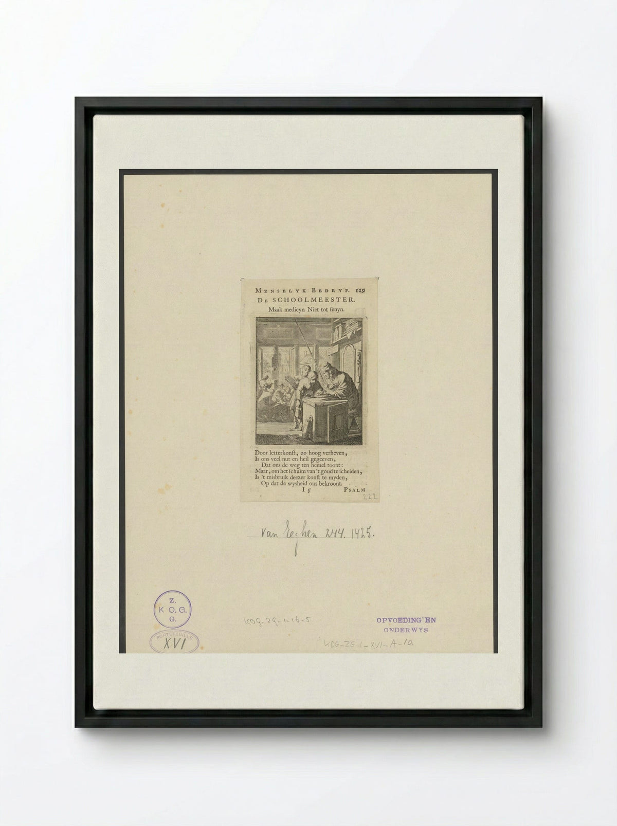 De Schoolmeester - Cornelis van der Sys - Framed Canvas Black