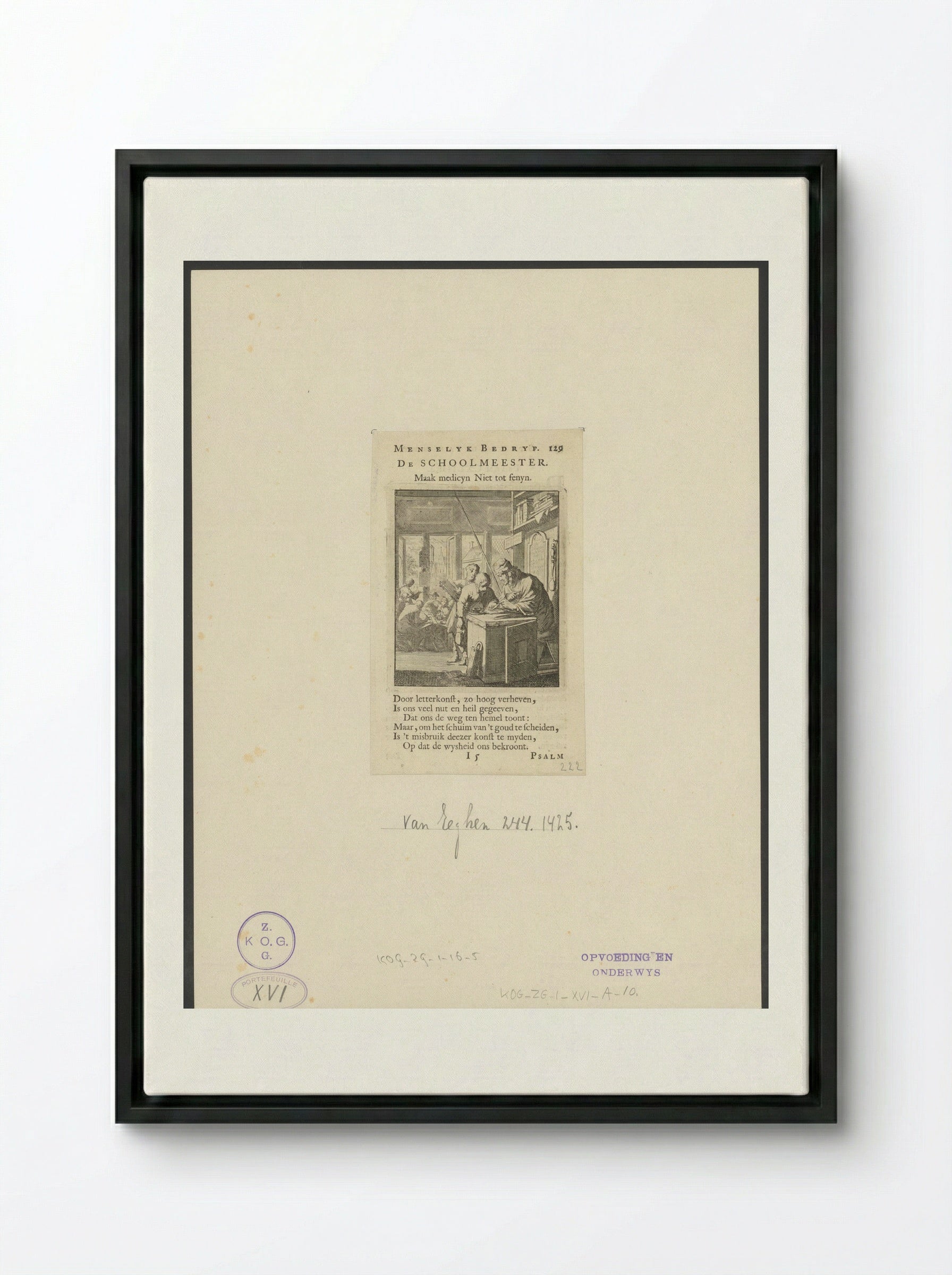 De Schoolmeester - Cornelis van der Sys - Framed Canvas Black