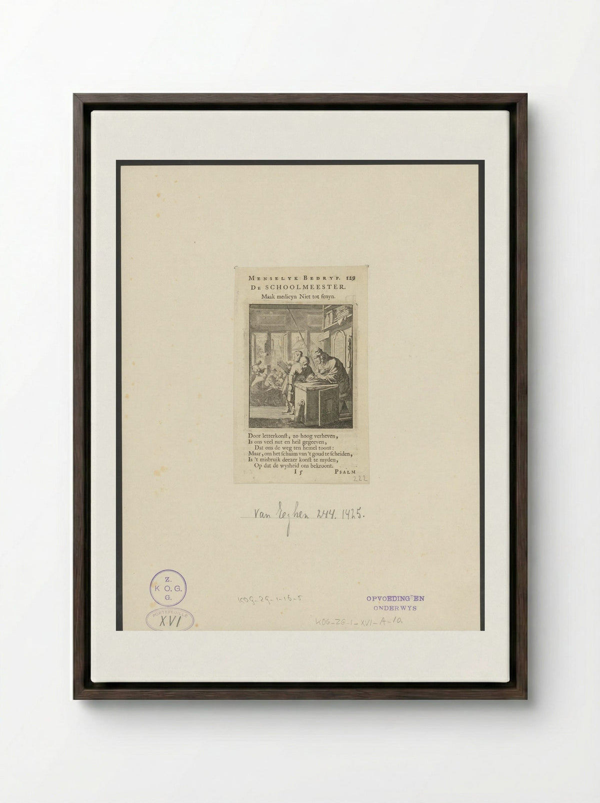De Schoolmeester - Cornelis van der Sys - Framed Canvas Dark Wood