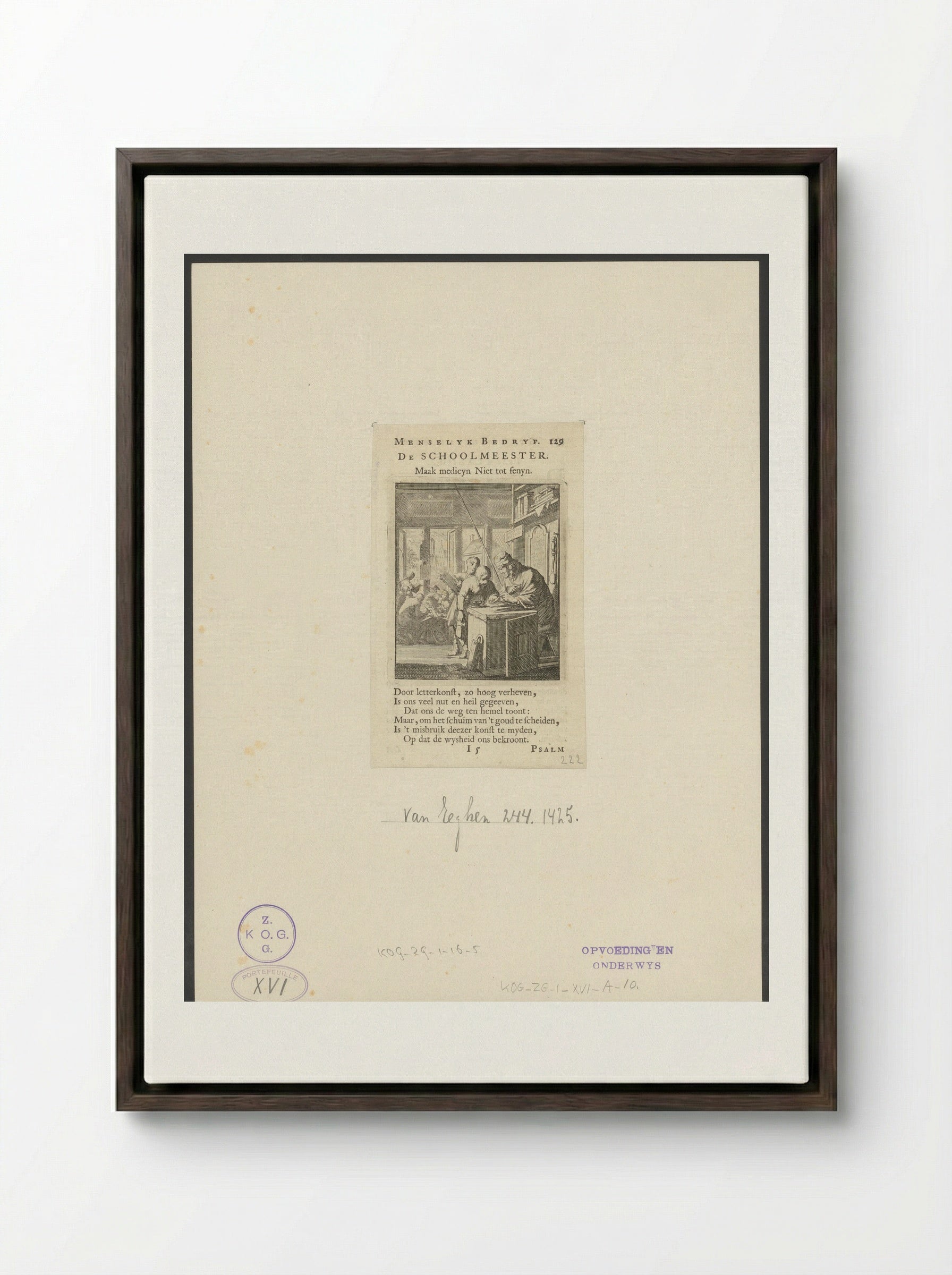 De Schoolmeester - Cornelis van der Sys - Framed Canvas Dark Wood