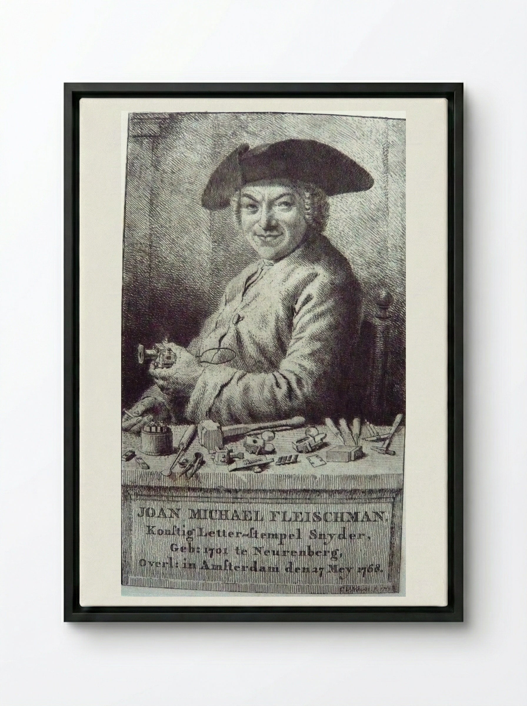 Portrait of Joan Michael Fleischman - Cornelis van Noorde - Framed Canvas Black