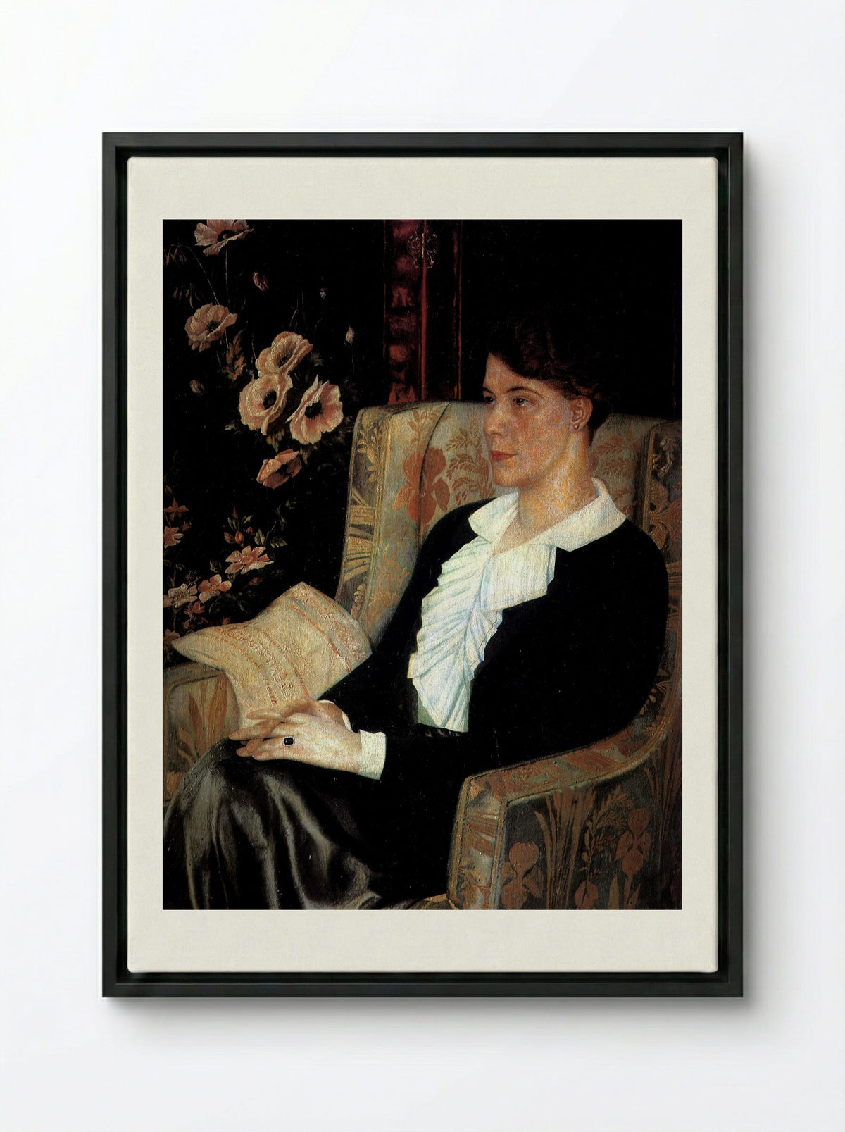 Portrait of Evdokiya Nikolaevna Glebova, the Artist's Sister - Pavel Filonov - Framed Canvas Black