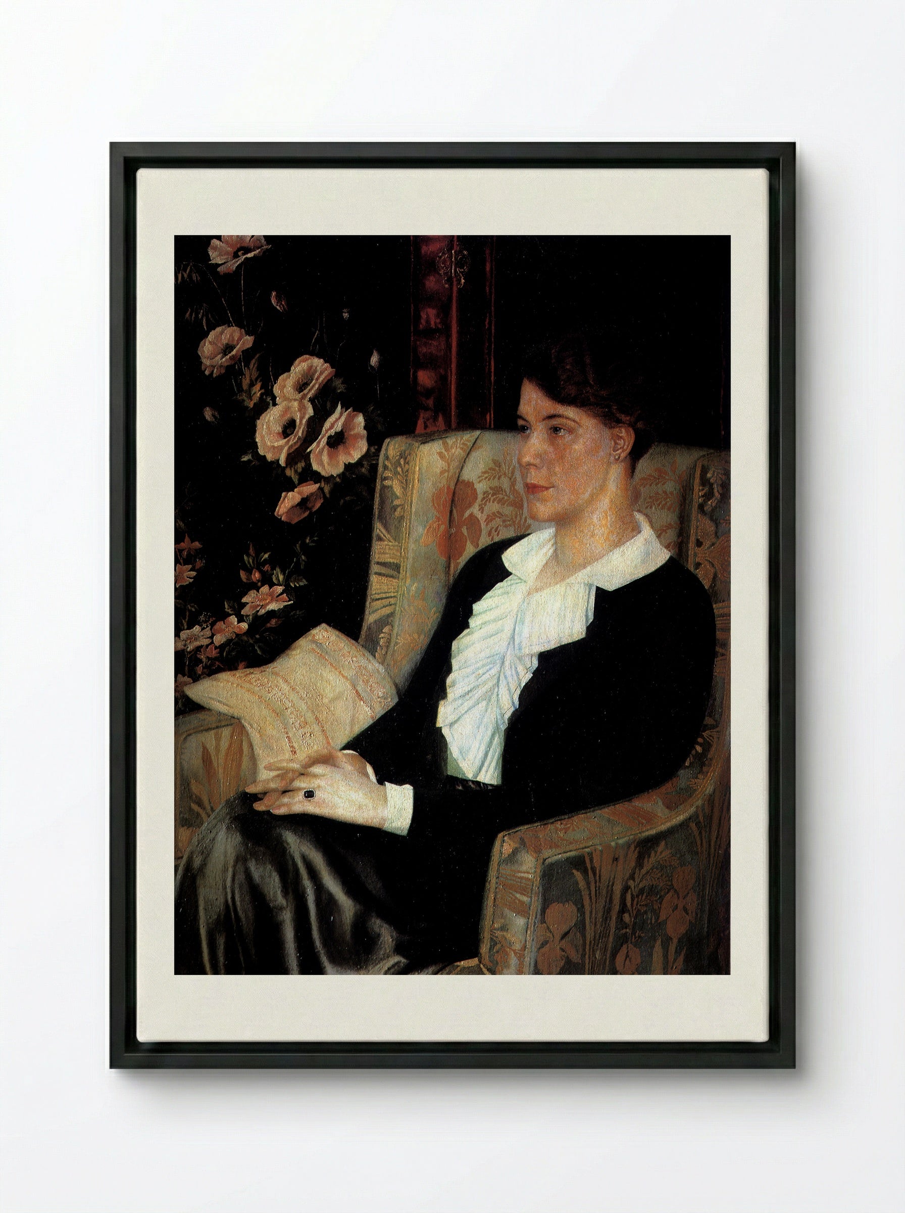 Portrait of Evdokiya Nikolaevna Glebova, the Artist's Sister - Pavel Filonov - Framed Canvas Black