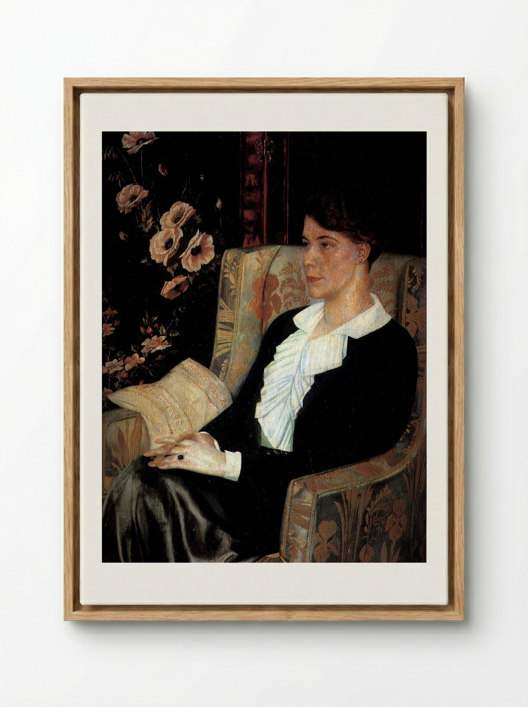 Portrait of Evdokiya Nikolaevna Glebova, the Artist's Sister - Pavel Filonov - Framed Canvas Wood