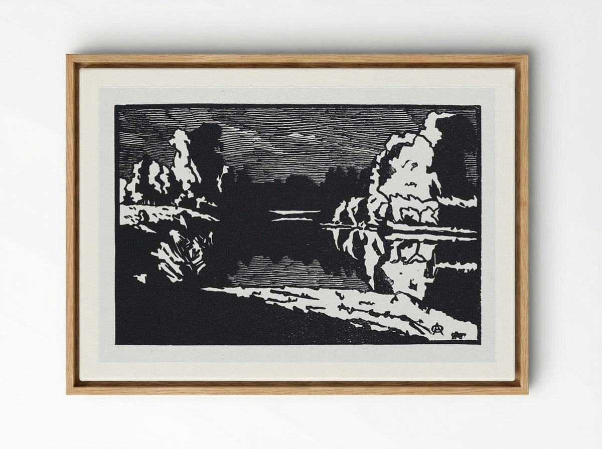 Moonlit Night Landscape - Anna Ostroumova-Lebedeva - Framed Canvas Wood