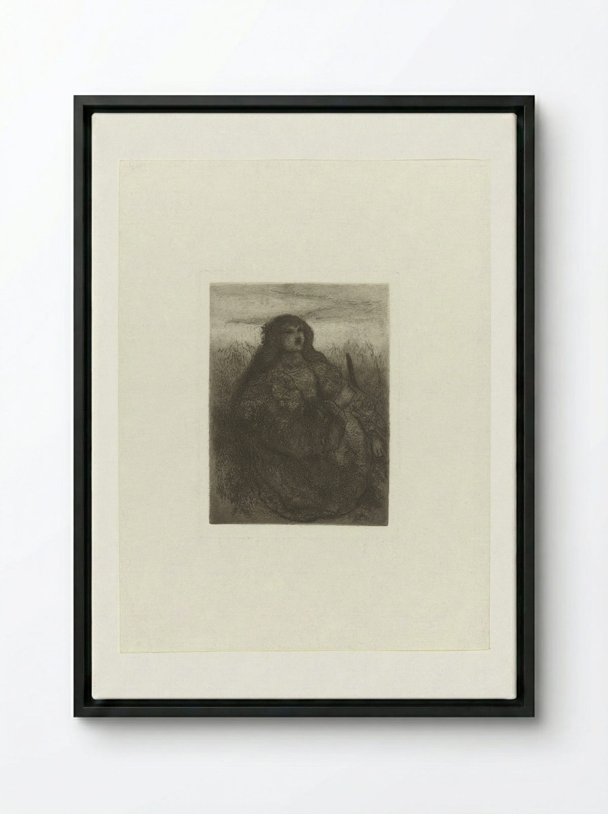 Woman in a Landscape - Matthijs Maris - Framed Canvas Black