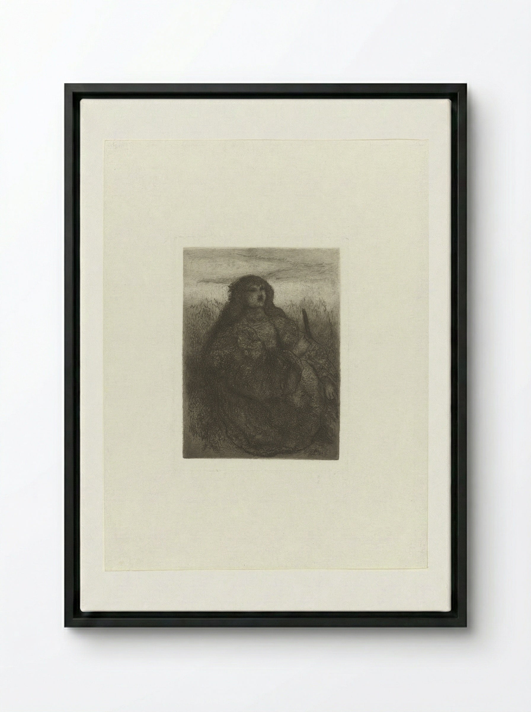 Woman in a Landscape - Matthijs Maris - Framed Canvas Black