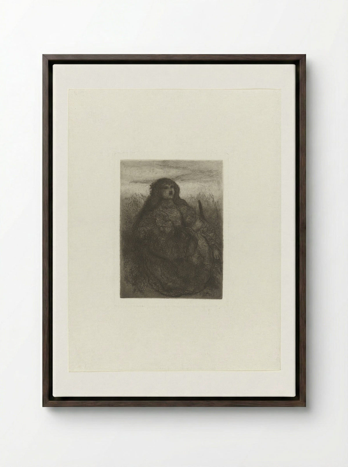 Woman in a Landscape - Matthijs Maris - Framed Canvas Dark Wood