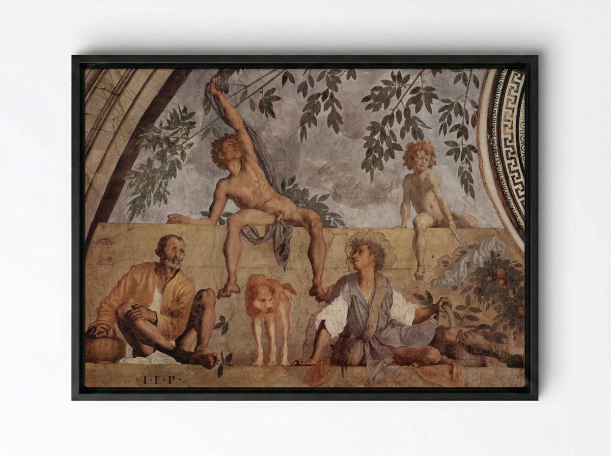 Vertumnus and Pomona - Jacopo Pontormo - Framed Canvas Black