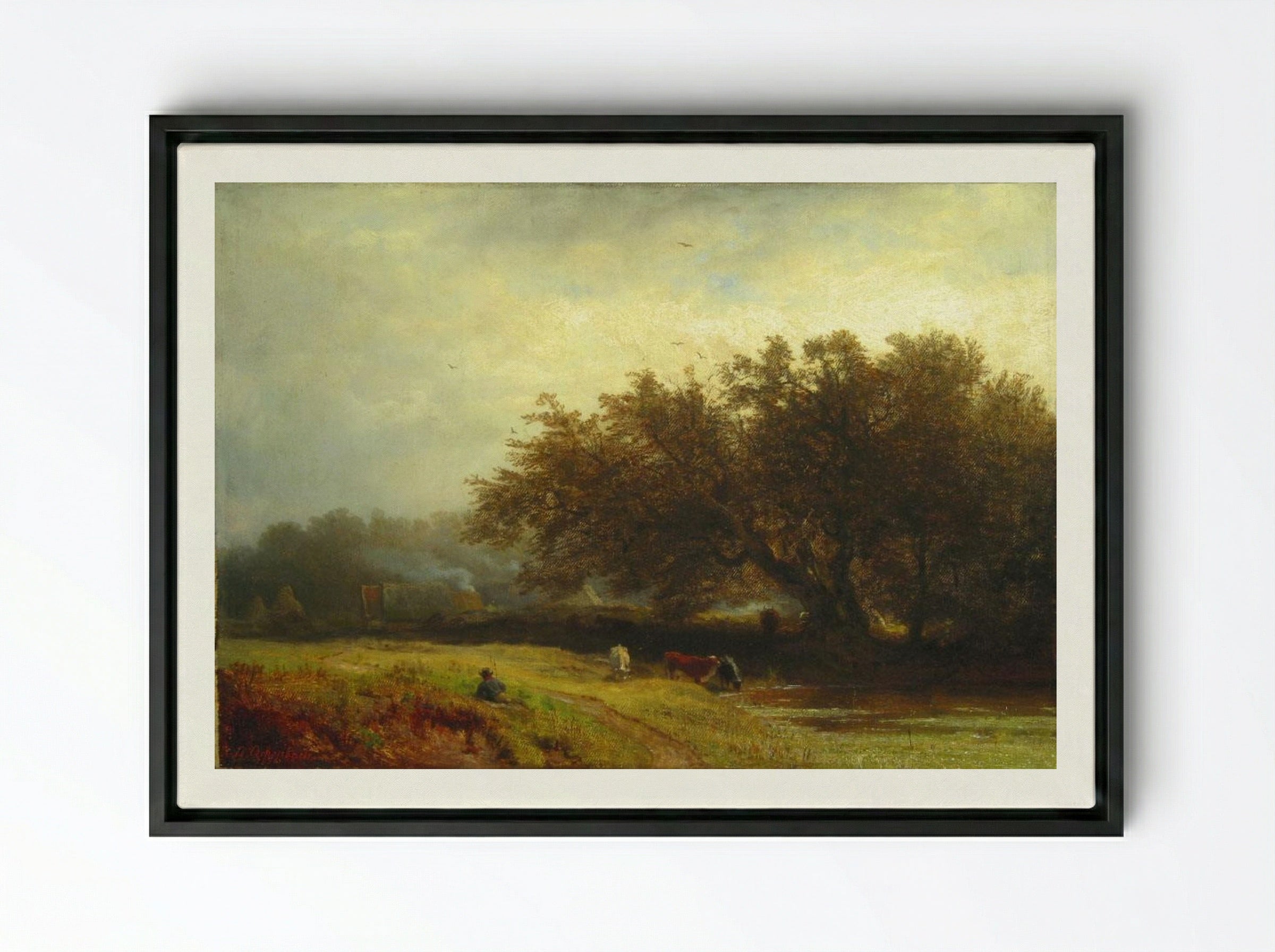 Hermitage - Andreas Achenbach - Framed Canvas Black