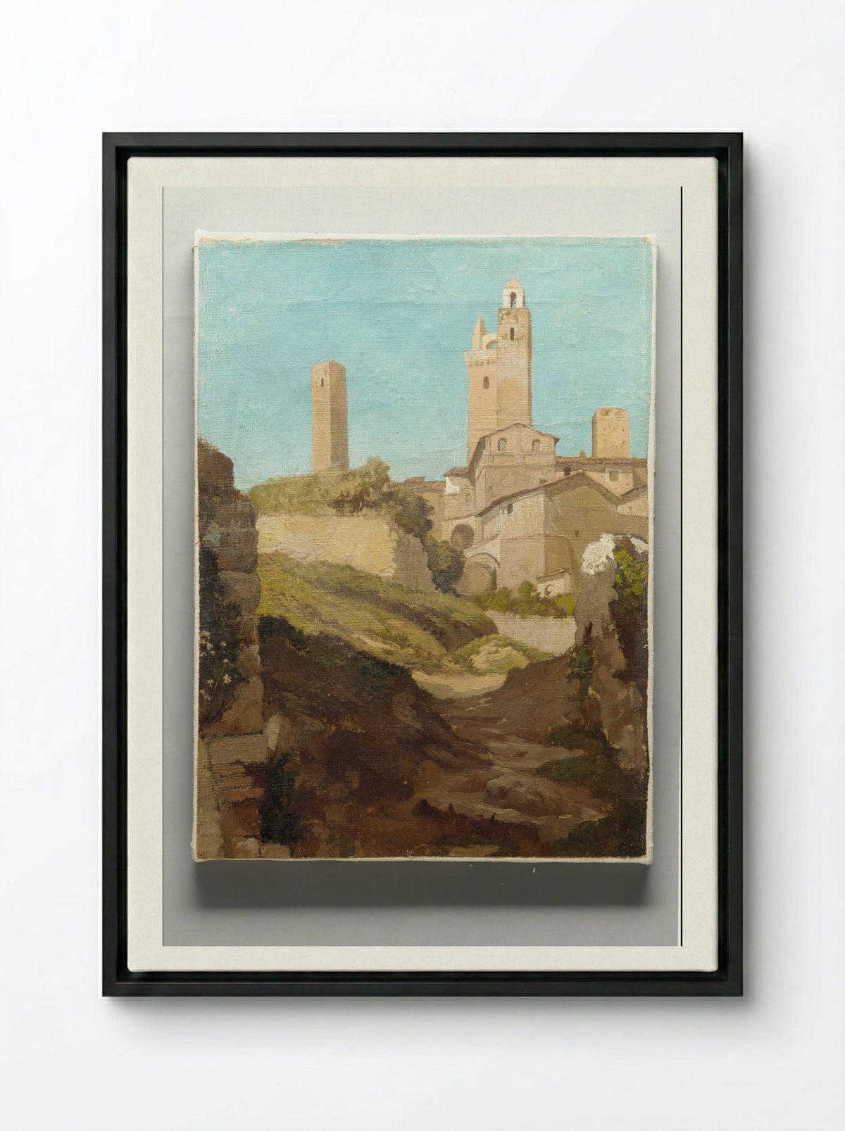 San Gimignano - Elihu Vedder - Framed Canvas Black