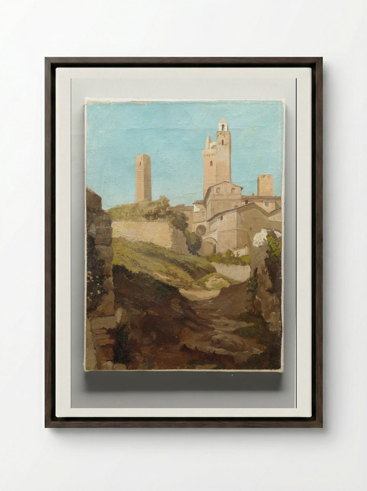 San Gimignano - Elihu Vedder - Framed Canvas Dark Wood