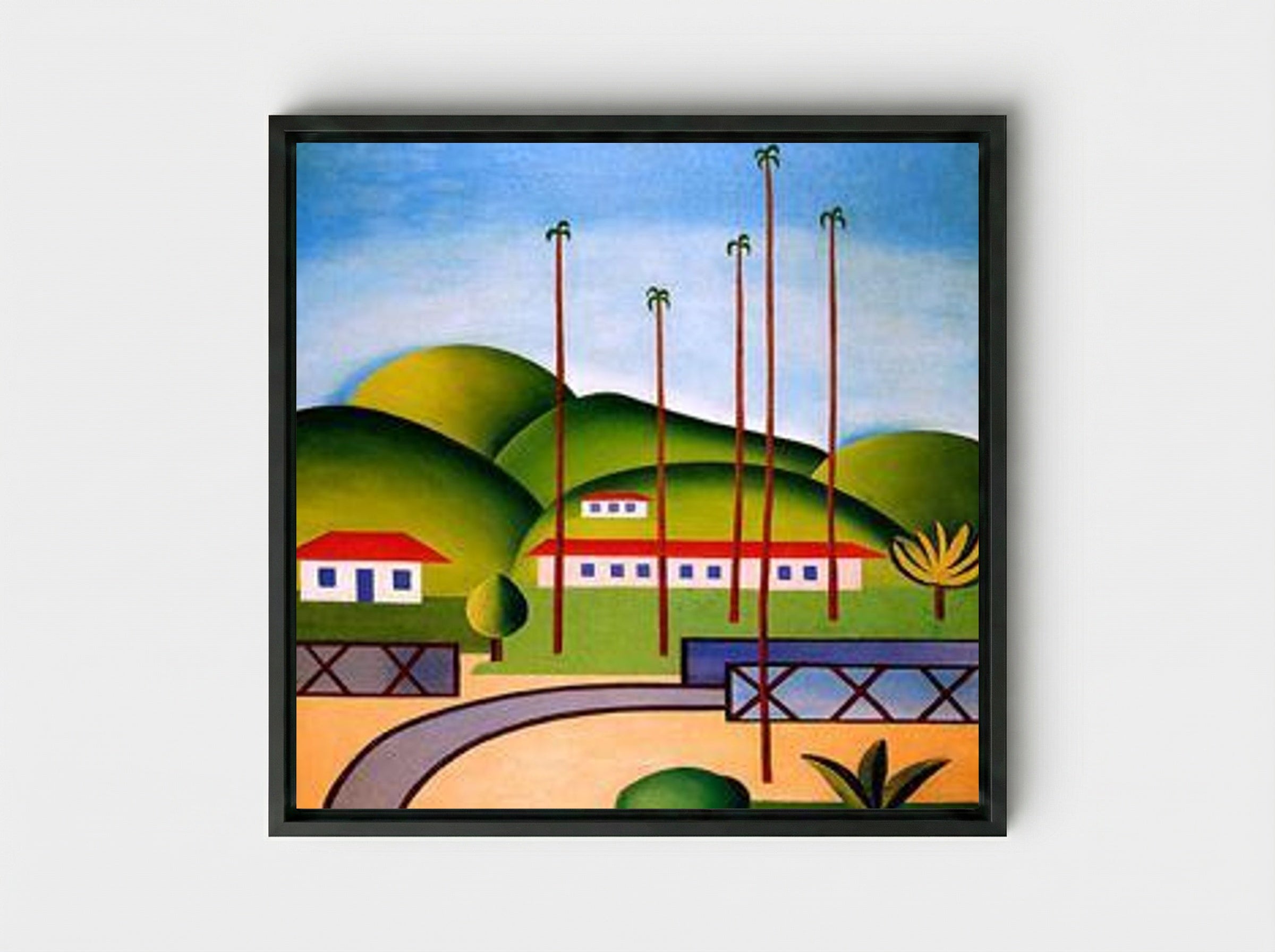 Cityscape - Tarsila do Amaral - Framed Canvas Black