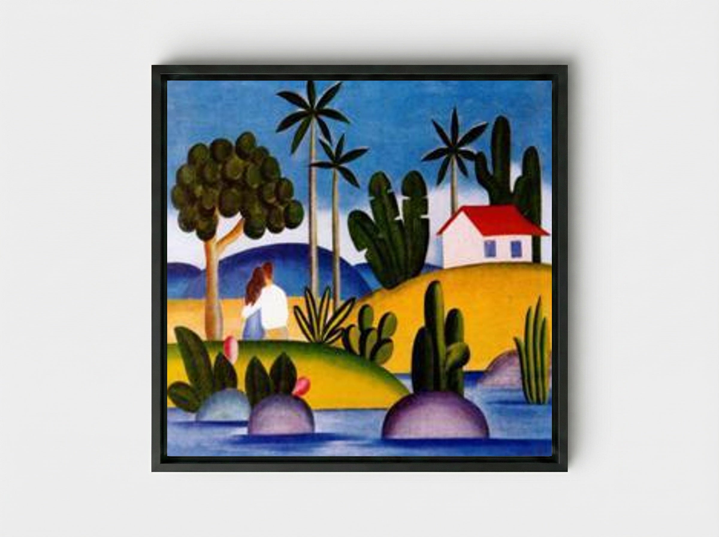 Idílio - Tarsila do Amaral - Framed Canvas Black