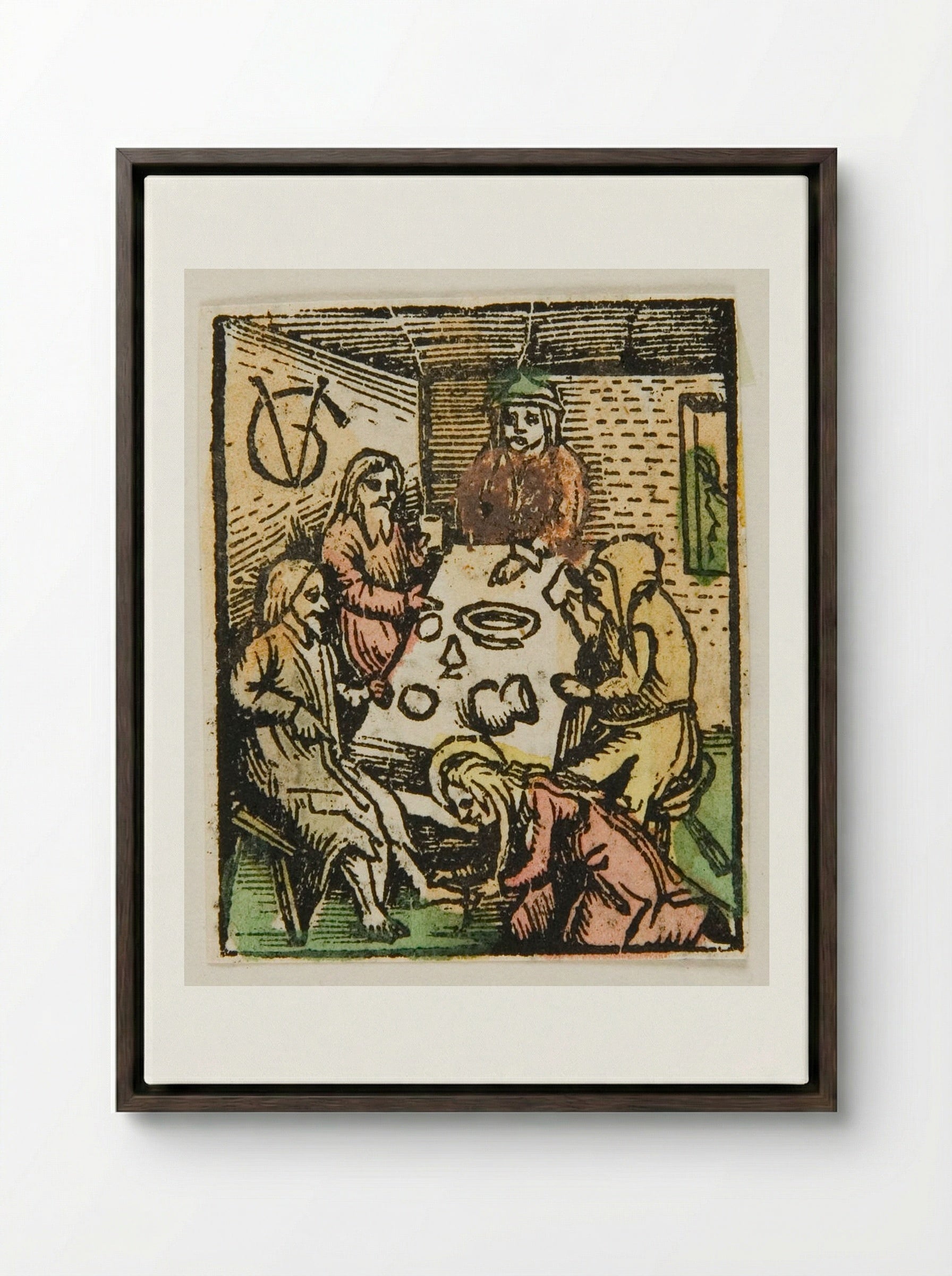 Mary Magdalene Washing the Feet of Christ - Urs Graf - Framed Canvas Dark Wood