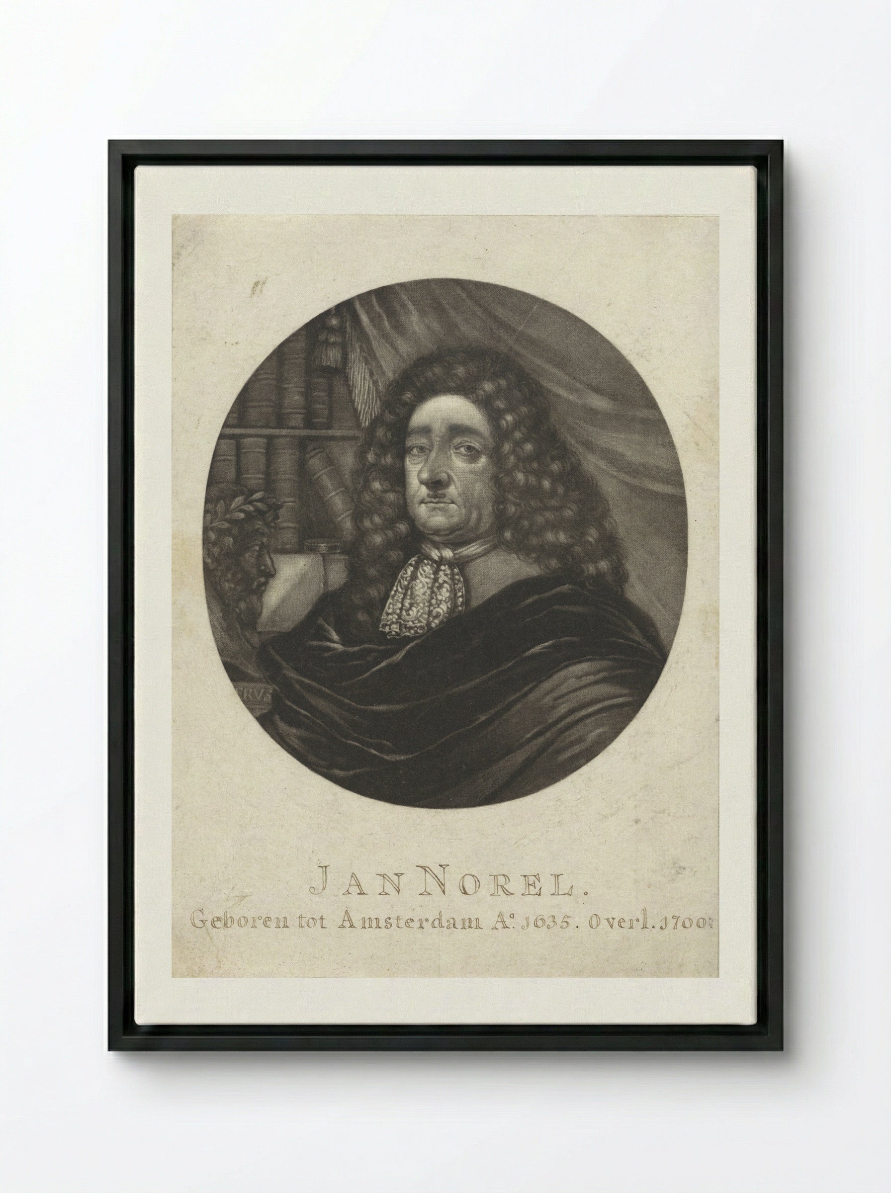 Portret van de dichter Jan Norel - Pieter Schenk (I) - Framed Canvas Black
