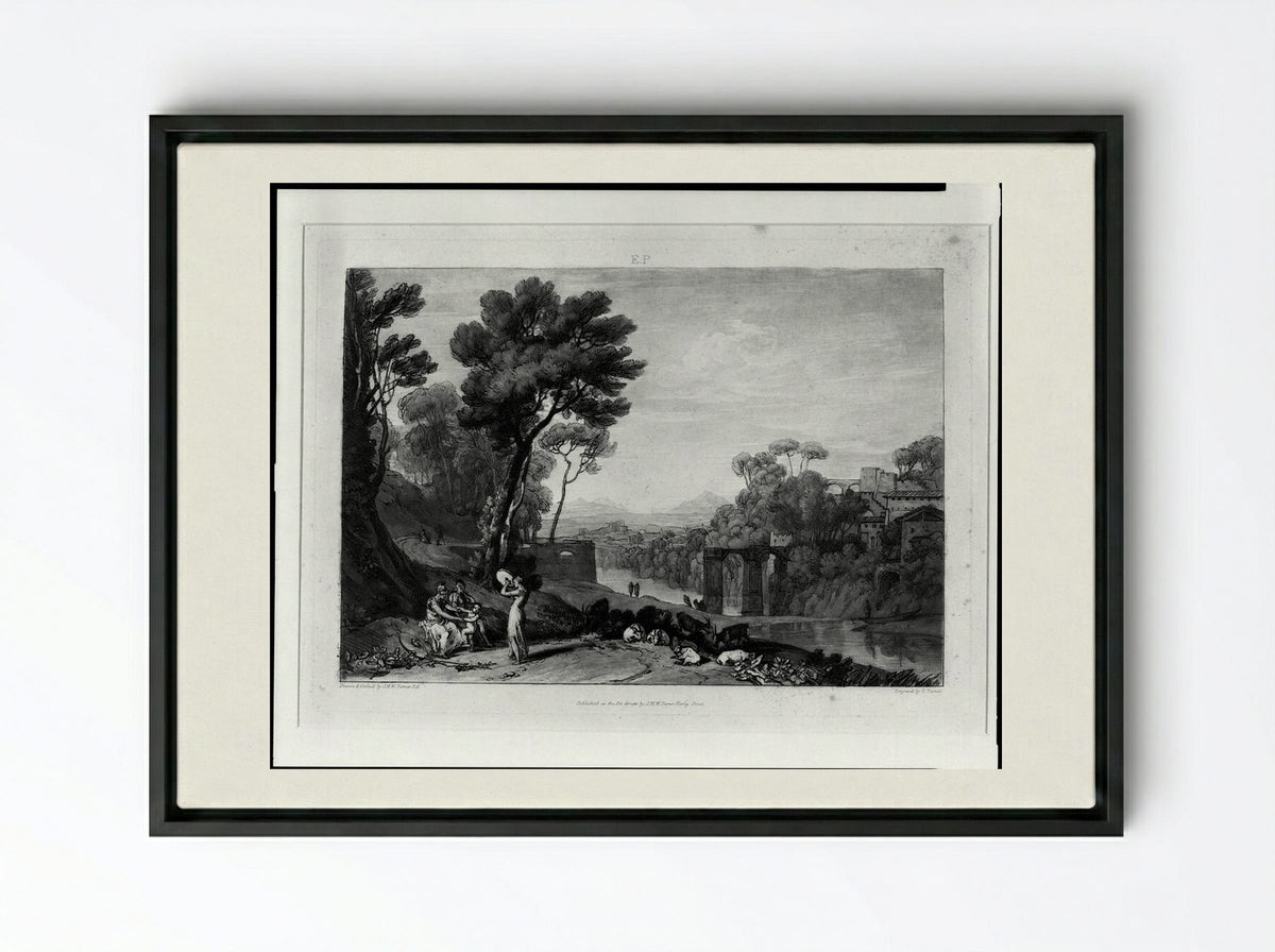 Woman with a Tambourine - Charles Turner - Framed Canvas Black