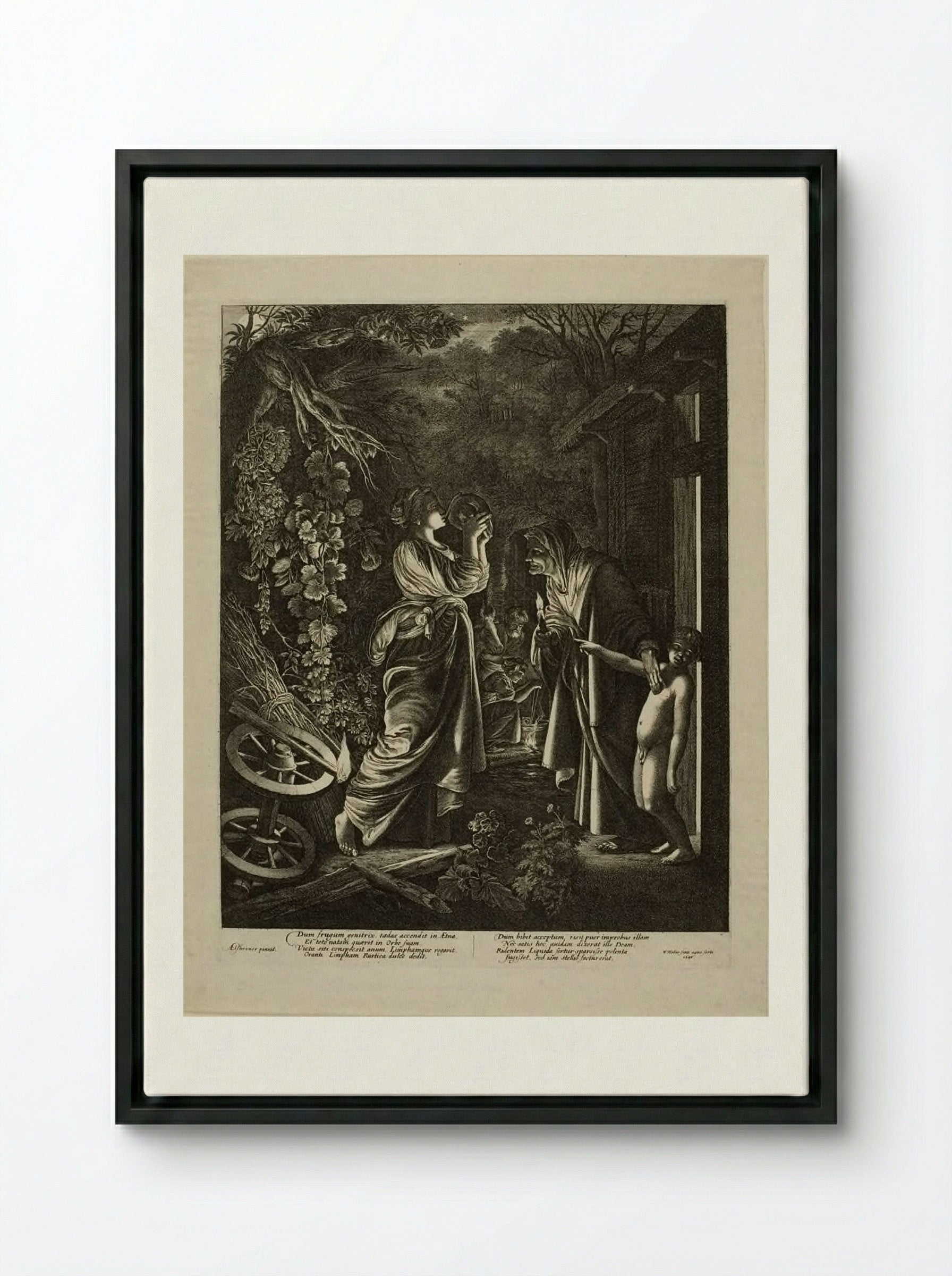 Mocking of Ceres - Wenceslaus Hollar - Framed Canvas Black