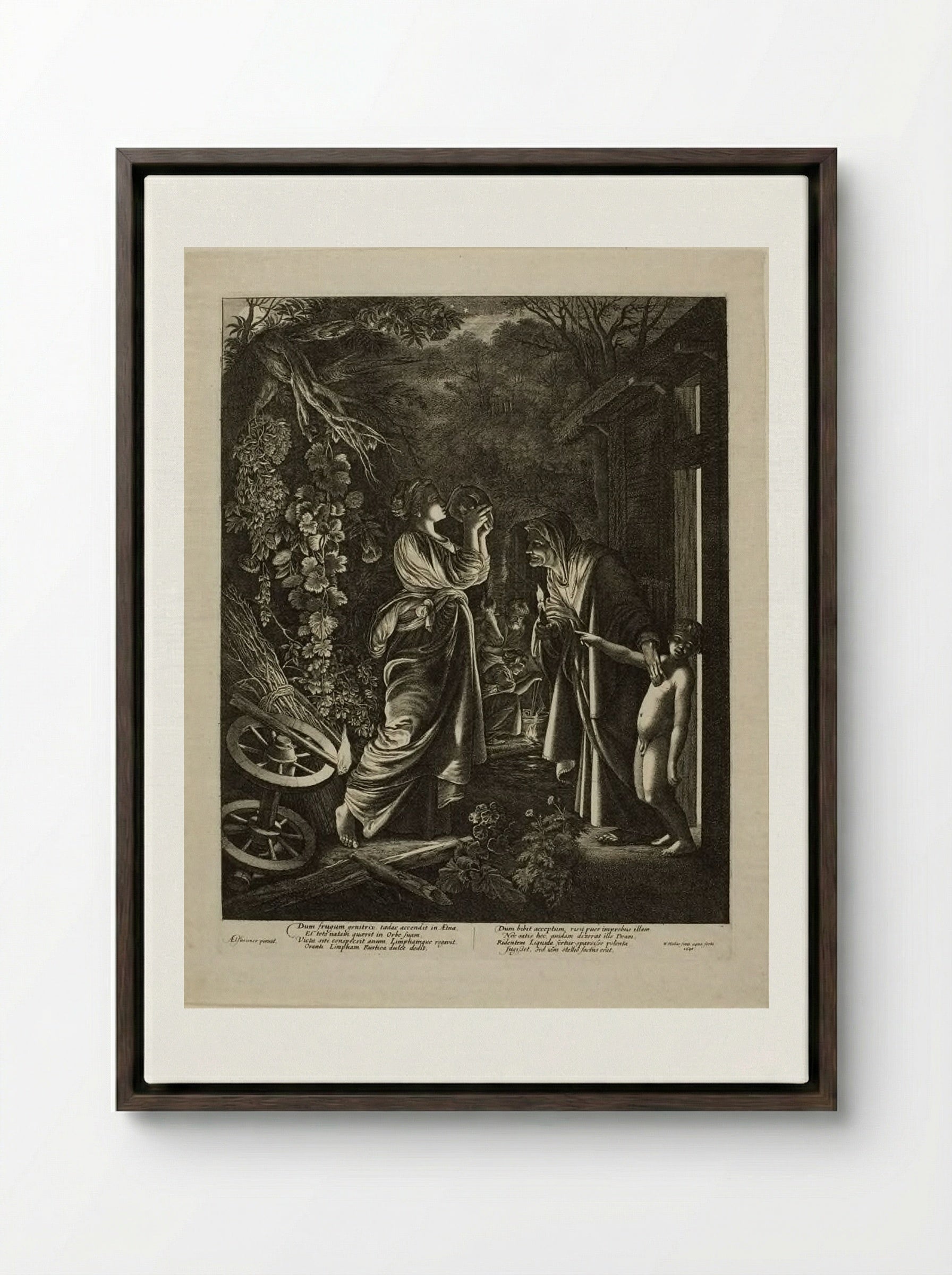 Mocking of Ceres - Wenceslaus Hollar - Framed Canvas Dark Wood
